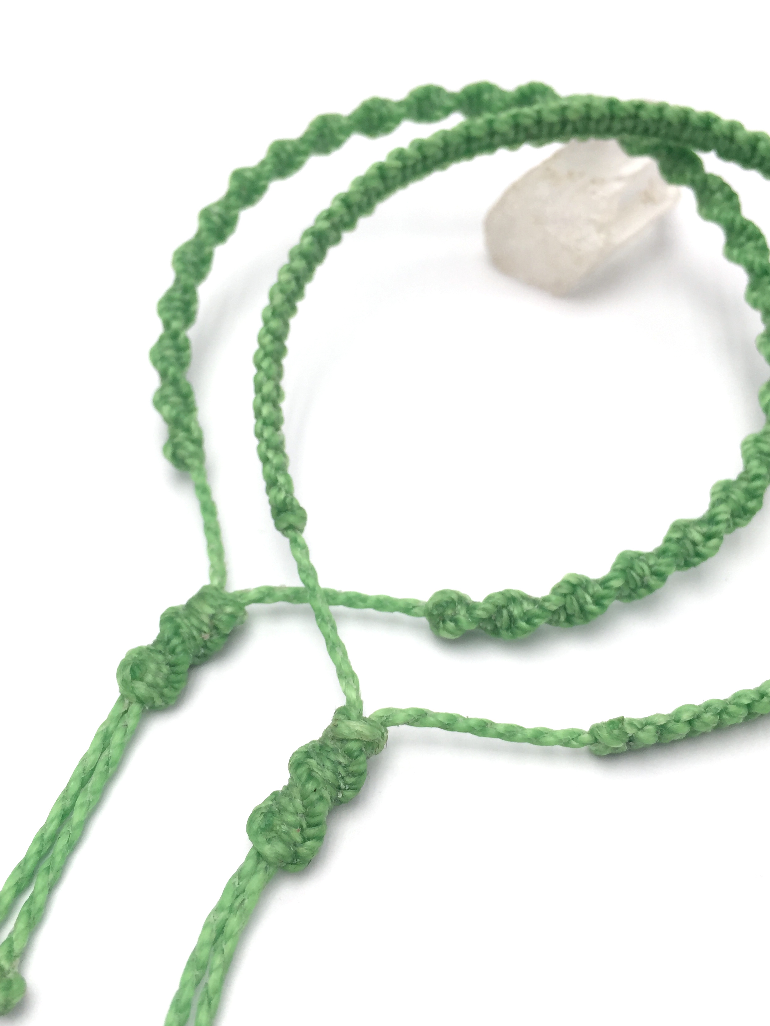  X2 Bracelets Vert Pomme Clair Modèle Spirale & Fin Tissés Main Avec Du Fil Ciré. Ajustables & Résistants à l'eau.