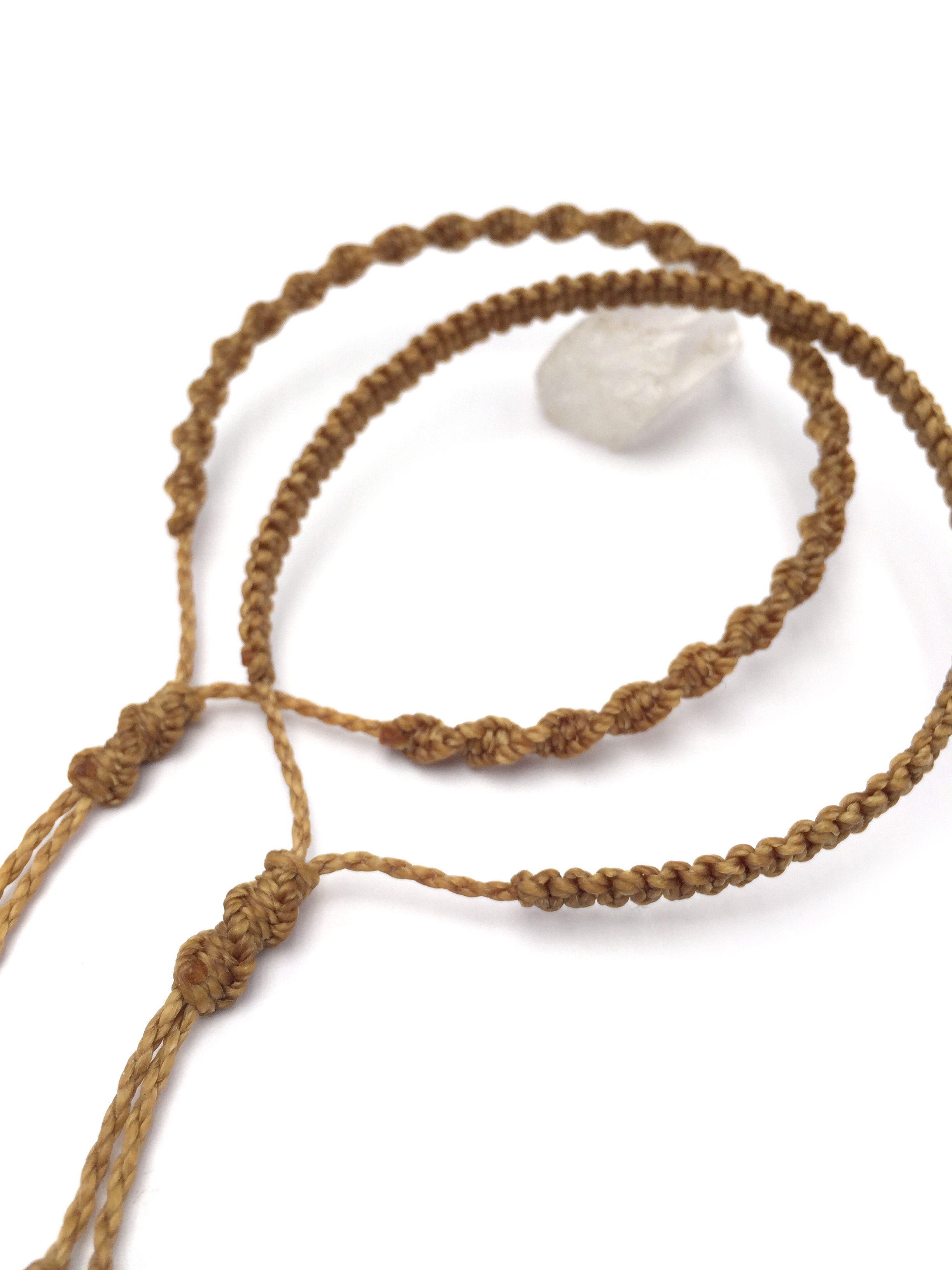  X2 Bracelets Marron Clair Modèle Spirale & Fin Tissés Main Avec Du Fil Ciré. Ajustables & Résistants à l'eau.