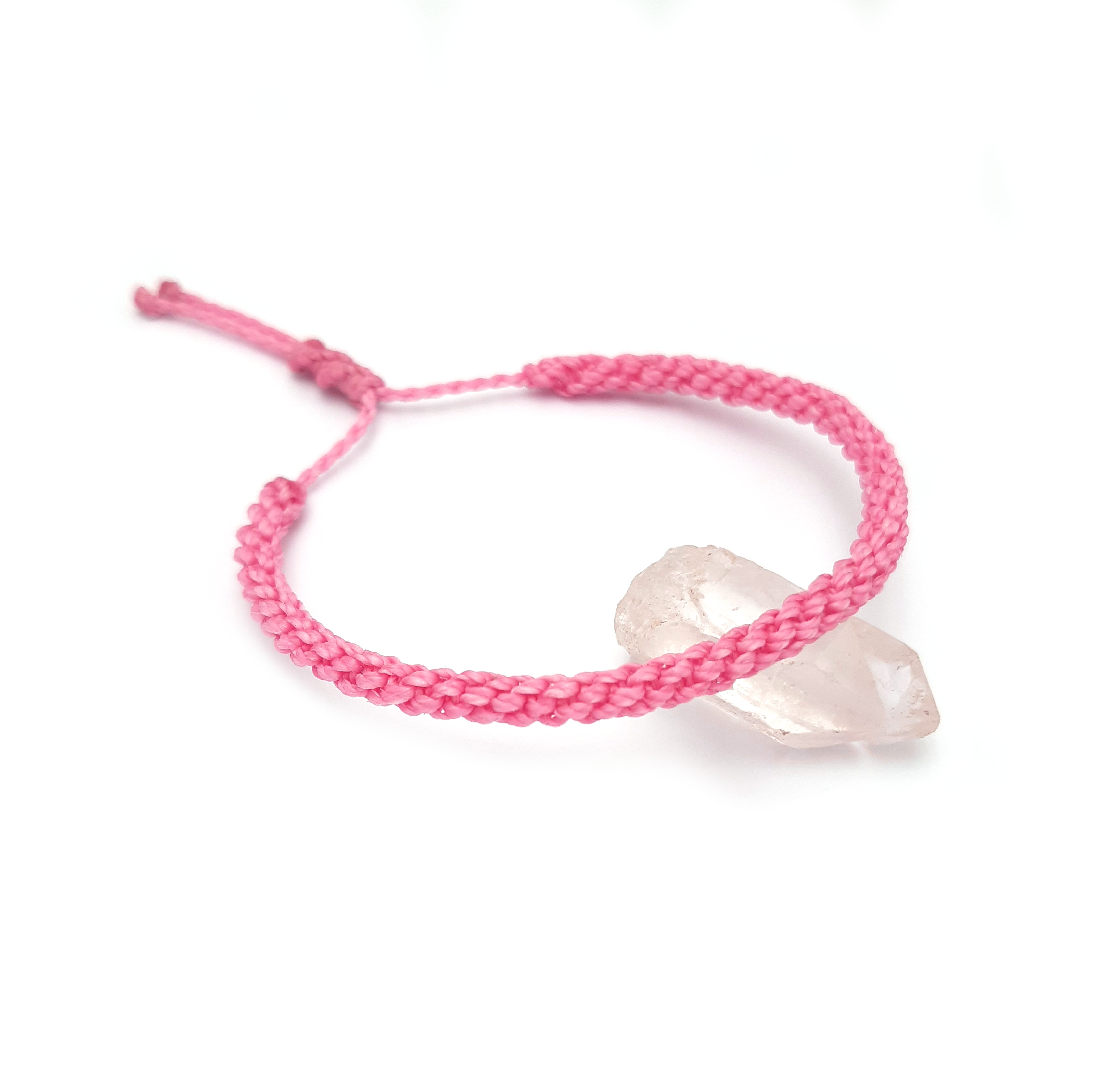 Bracelet Rose Modèle Double Spirale Tissé Main Avec Du Fil Ciré. Ajustable & Résistant à l'eau.