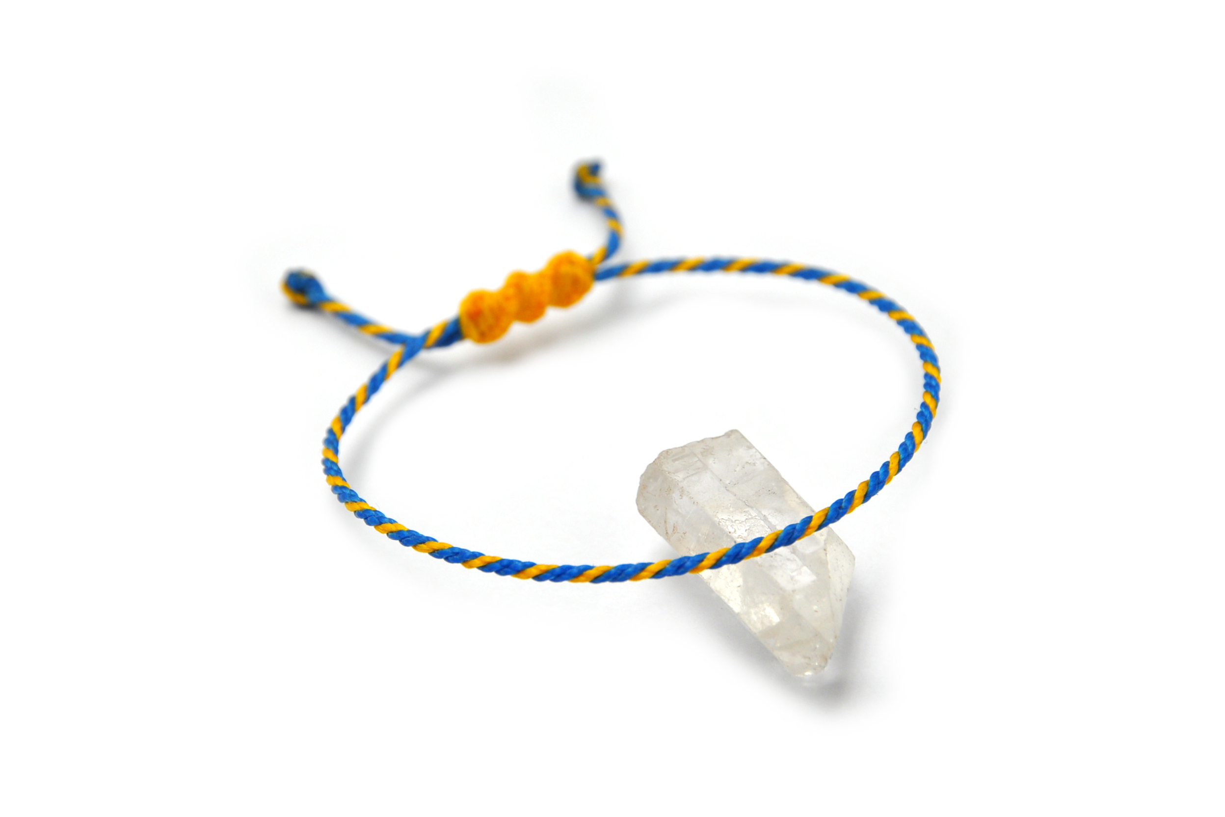 Bracelet Bleu & Jaune Modèle Corde Tressé Main & Ajustable. Couleur Drapeaux Ukraine Suède.
