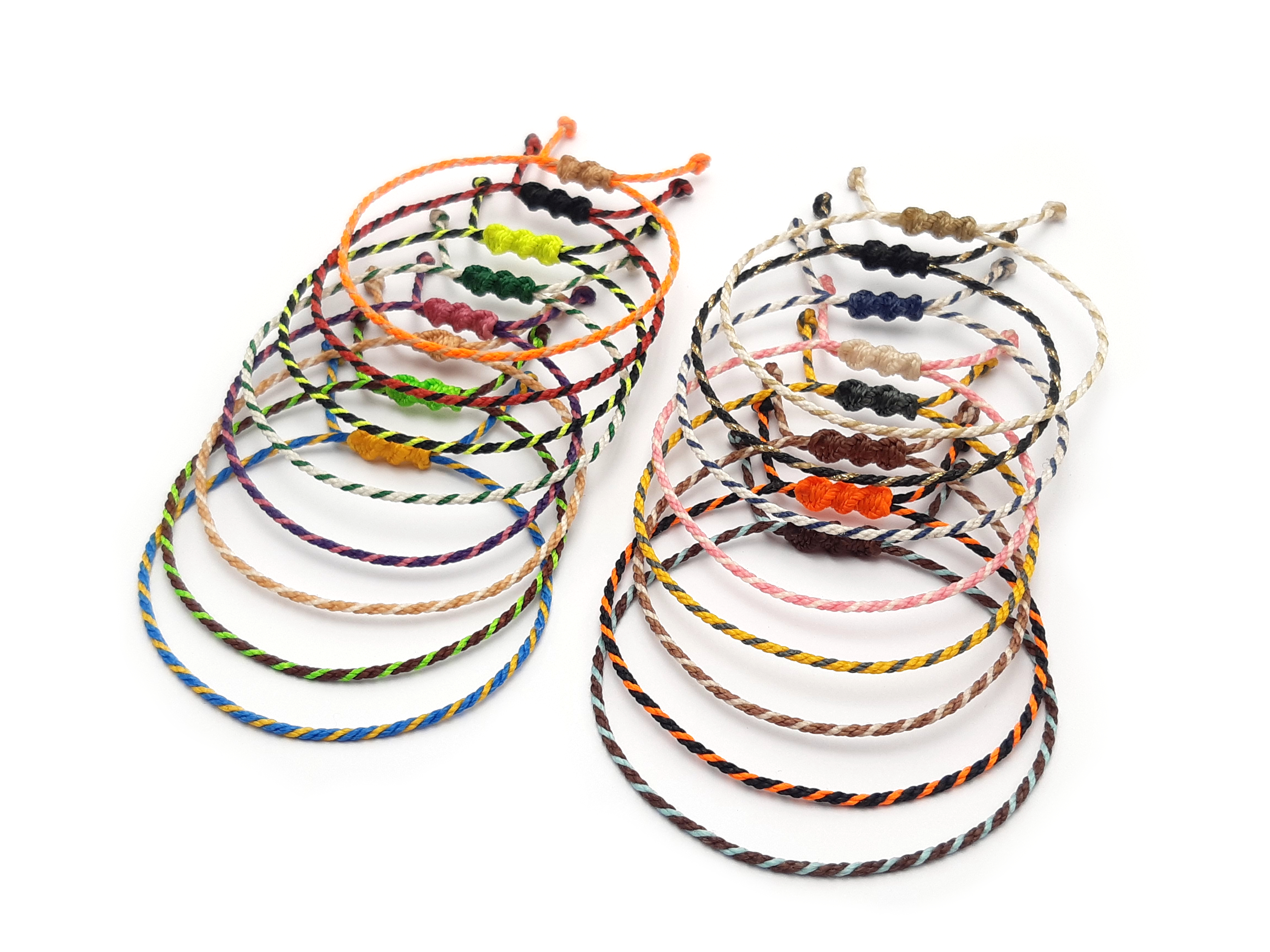 Bracelet Deux Couleurs Modèle Corde Avec 60 Nuances Au Choix Tissé Main & Un Nœud Personnalisable
