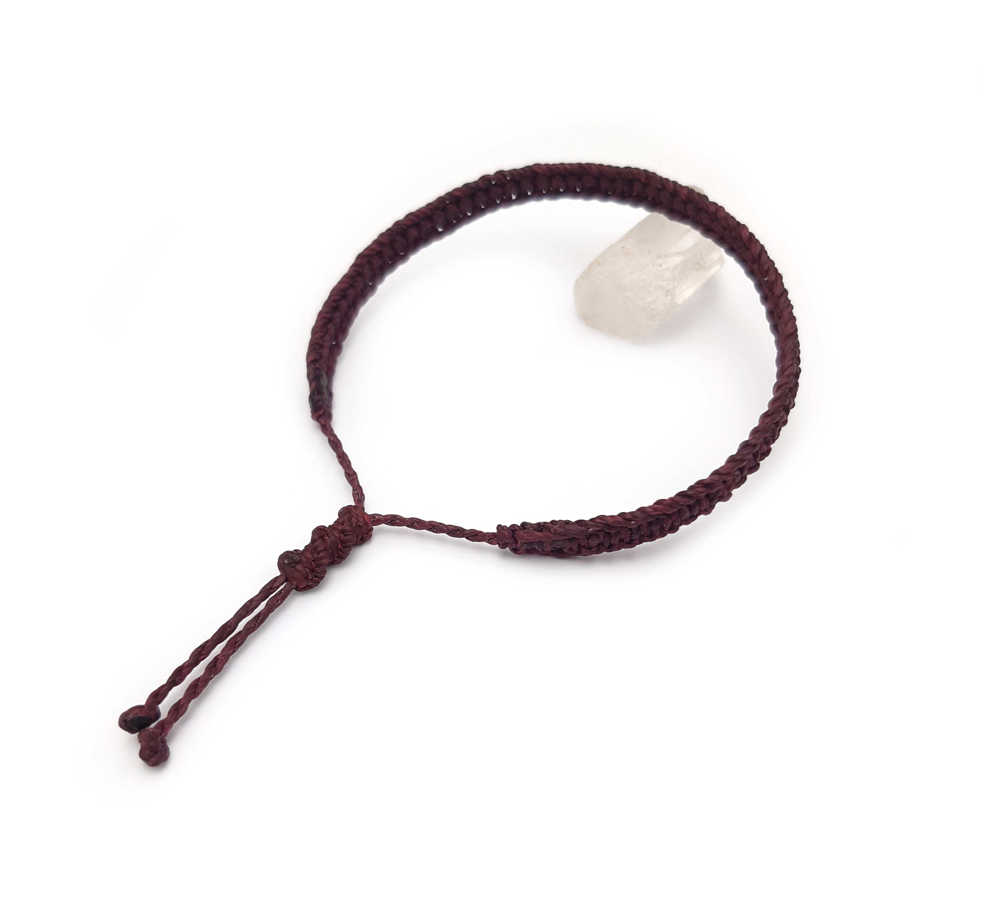  Bracelet Prune Modèle Plat Tissé Main Avec du Fil Ciré. Ajustable & Résistant à l'eau. 