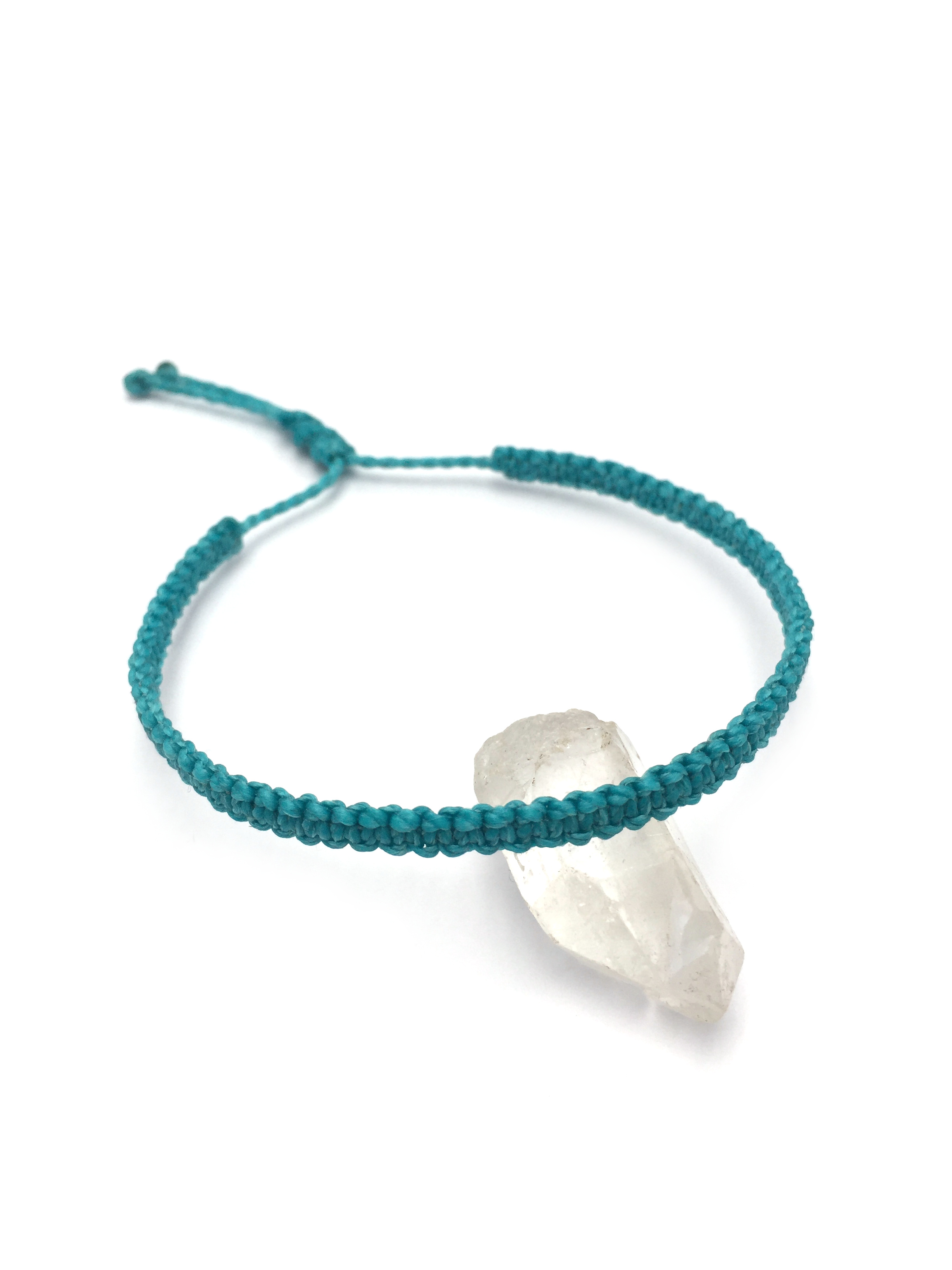 Bracelet Bleu Turquoise Modèle Fin Tissé Main Avec Du Fil Ciré. Ajustable & Résistant à l'eau.