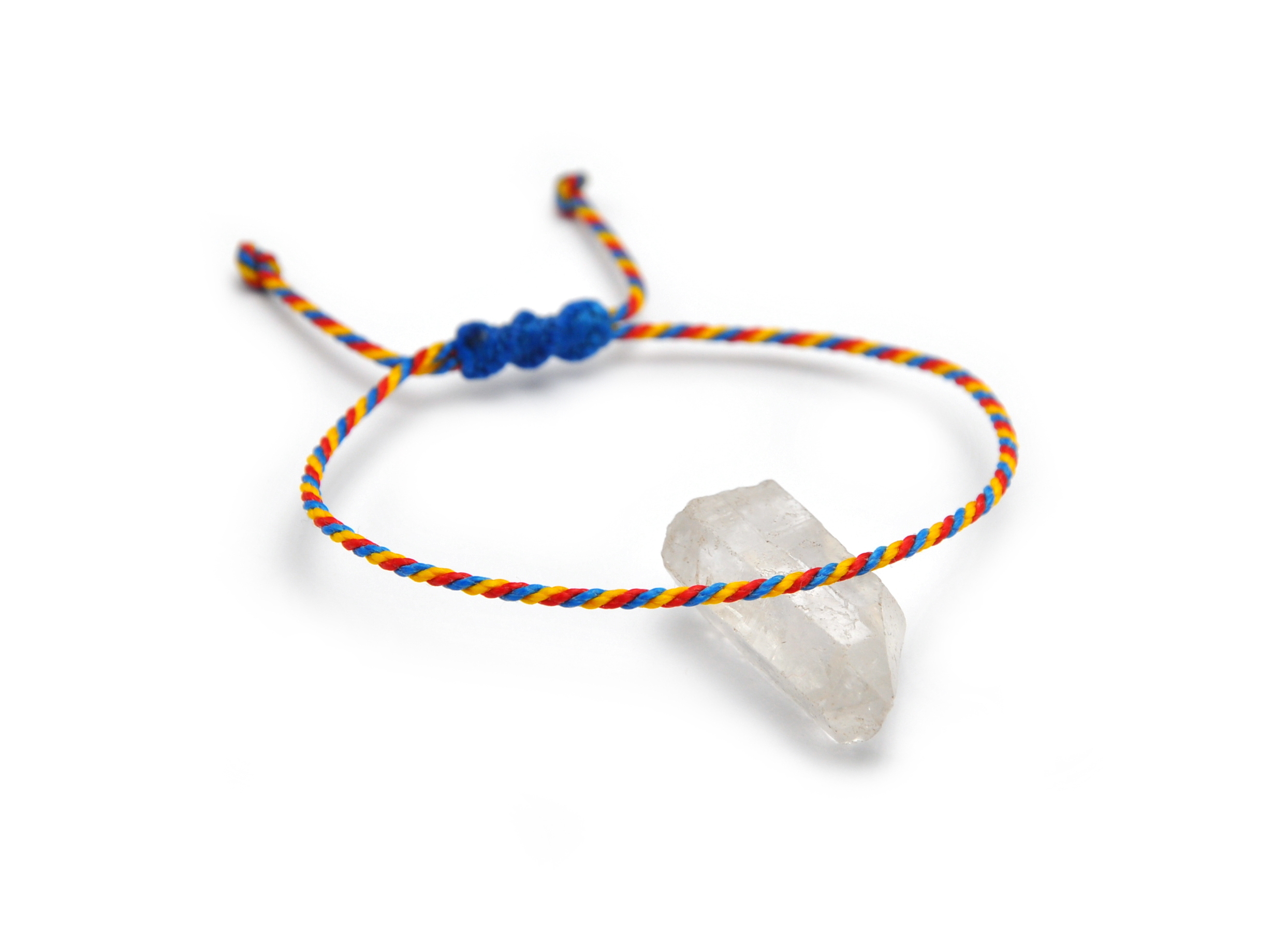 Bracelet Rouge Jaune & Bleu Modèle Corde Tressé Main & Ajustable. Couleur Drapeau Colombie Roumanie Equateur.