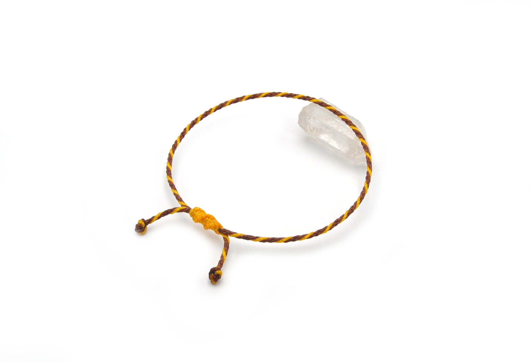  Bracelet Marron & Jaune Modèle Corde Tressé Main Avec Du Fil Ciré Résistant à l' Eau & Ajustable Avec Un Nœud Coulissant