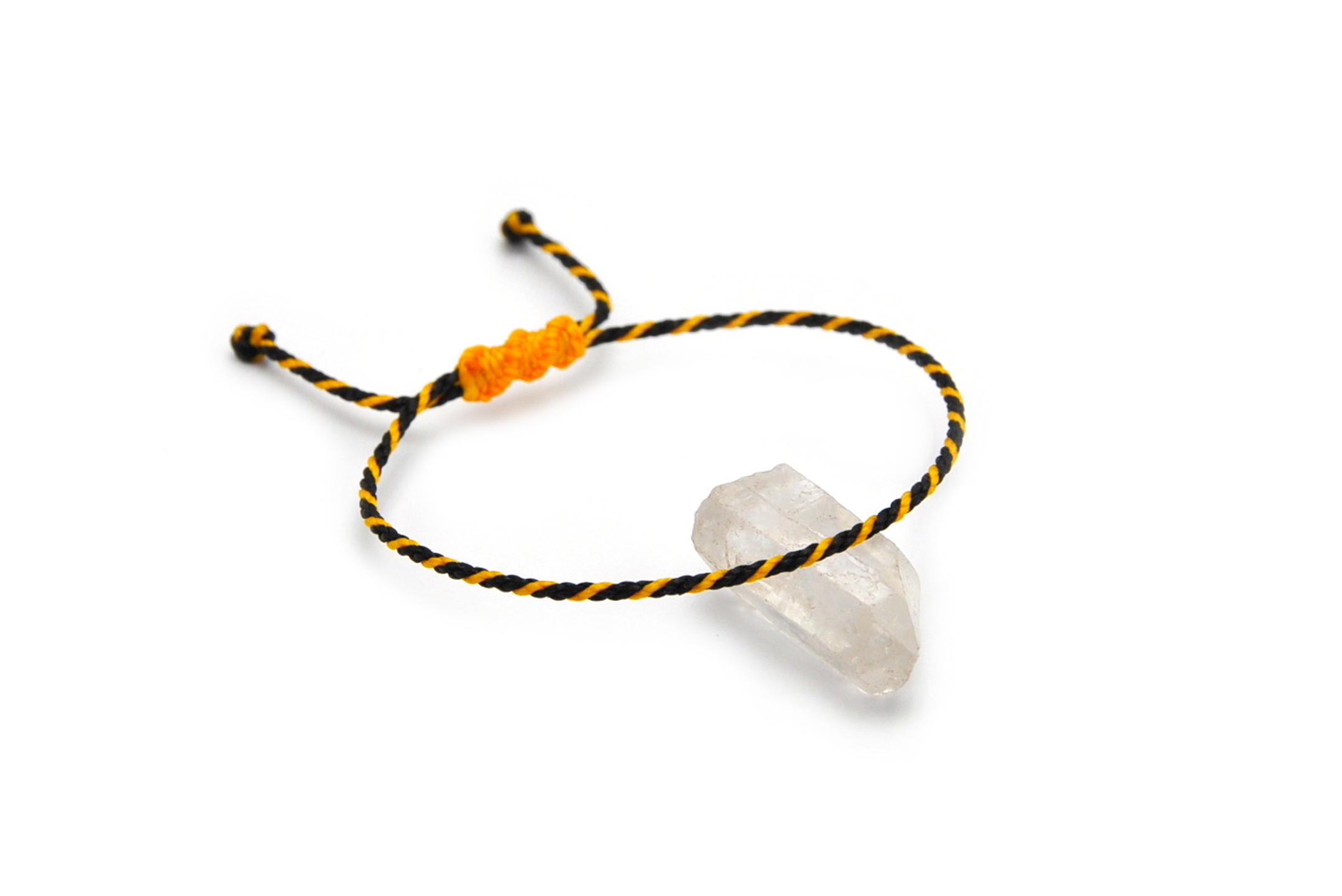 Bracelet Noir & Jaune Modèle Corde Tressé Main Avec Du Fil Ciré Résistant à l' Eau & Ajustable Avec Un Nœud Coulissant