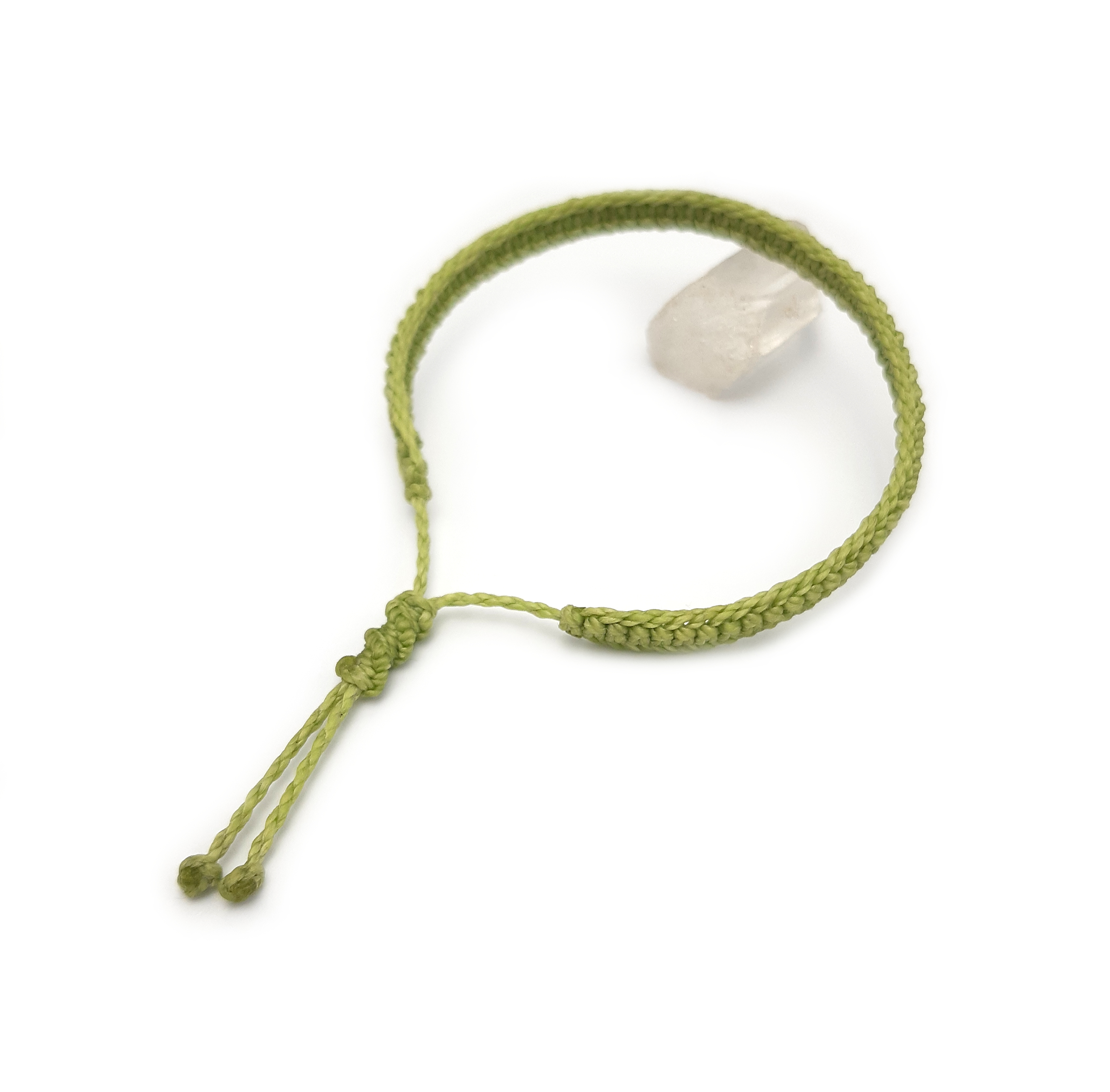  Bracelet Vert Lime Modèle Plat Tissé Main Avec du Fil Ciré. Ajustable & Résistant à l'eau. 