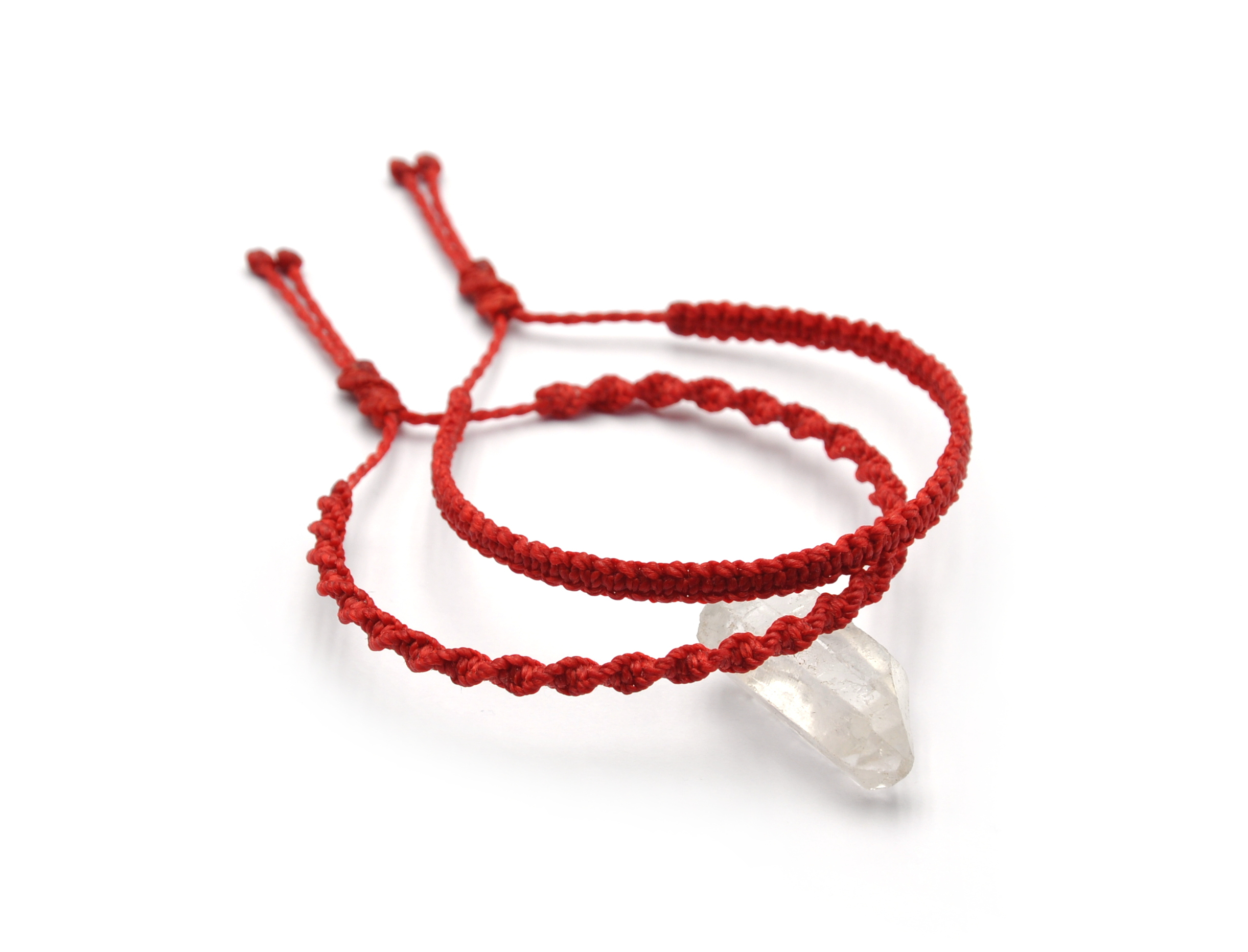  X2 Bracelets Rouge Modèle Spirale & Fin Tissés Main Avec Du Fil Ciré. Ajustables & Résistants à l'eau.