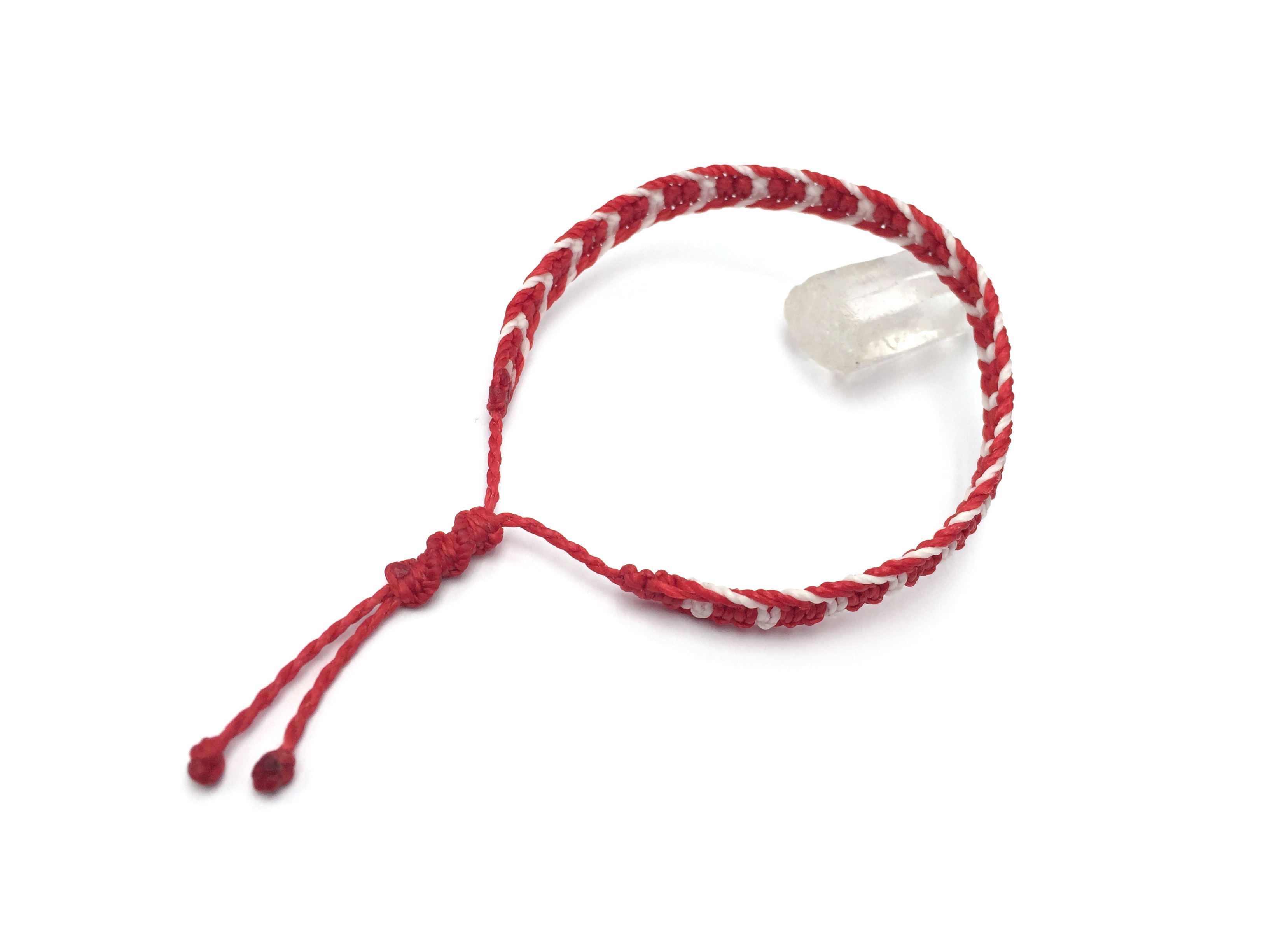  Bracelet Rouge & Blanc Modèle Plat Tissé Main. Ajustable & Résistant à l'eau. Couleur Drapeau Canada Autriche Danemark Pologne.