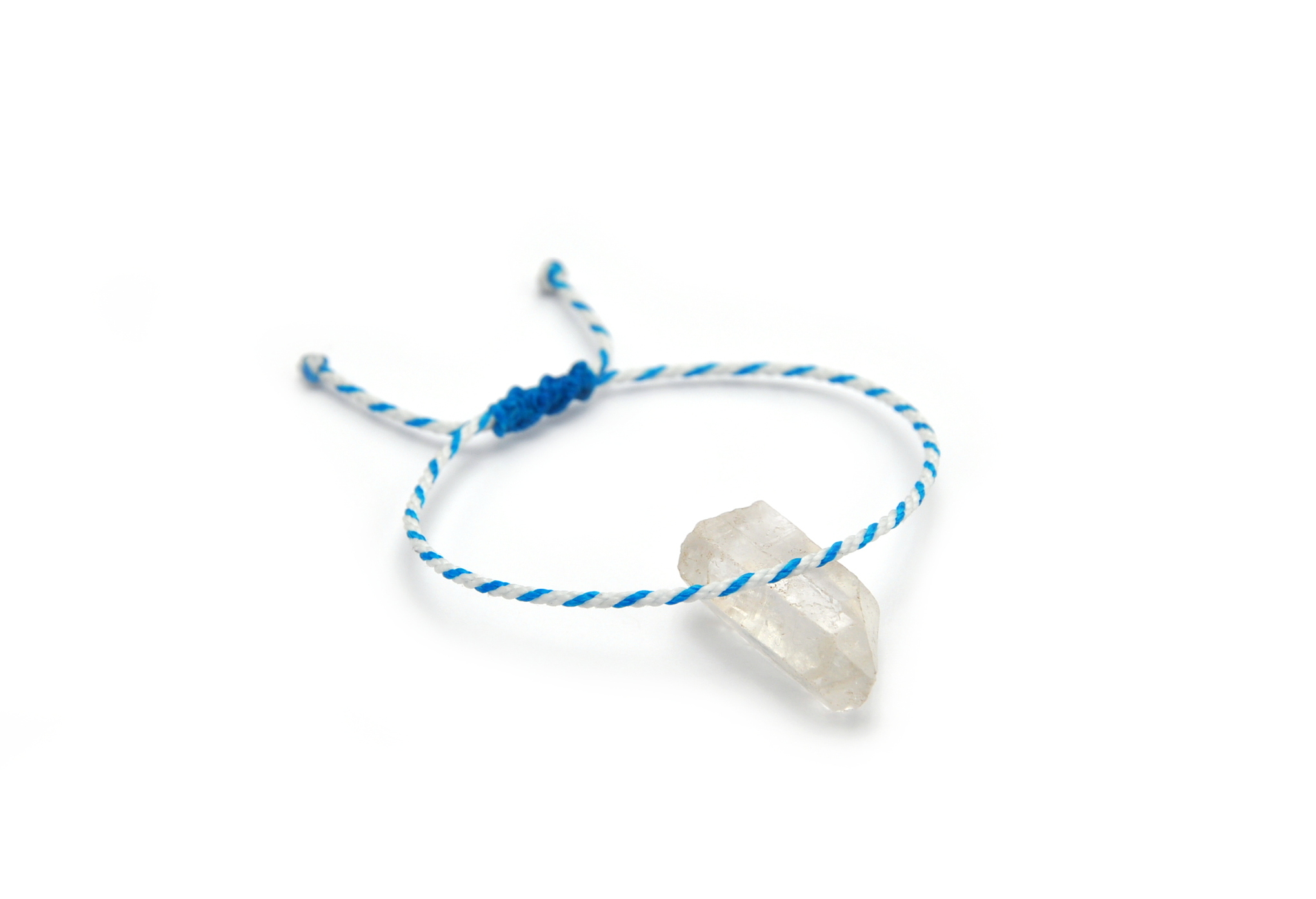  Bracelet Blanc & Bleu Azur Modèle Corde Tressé Main Avec Du Fil Ciré Résistant à l' Eau & Ajustable Avec Un Nœud Coulissant