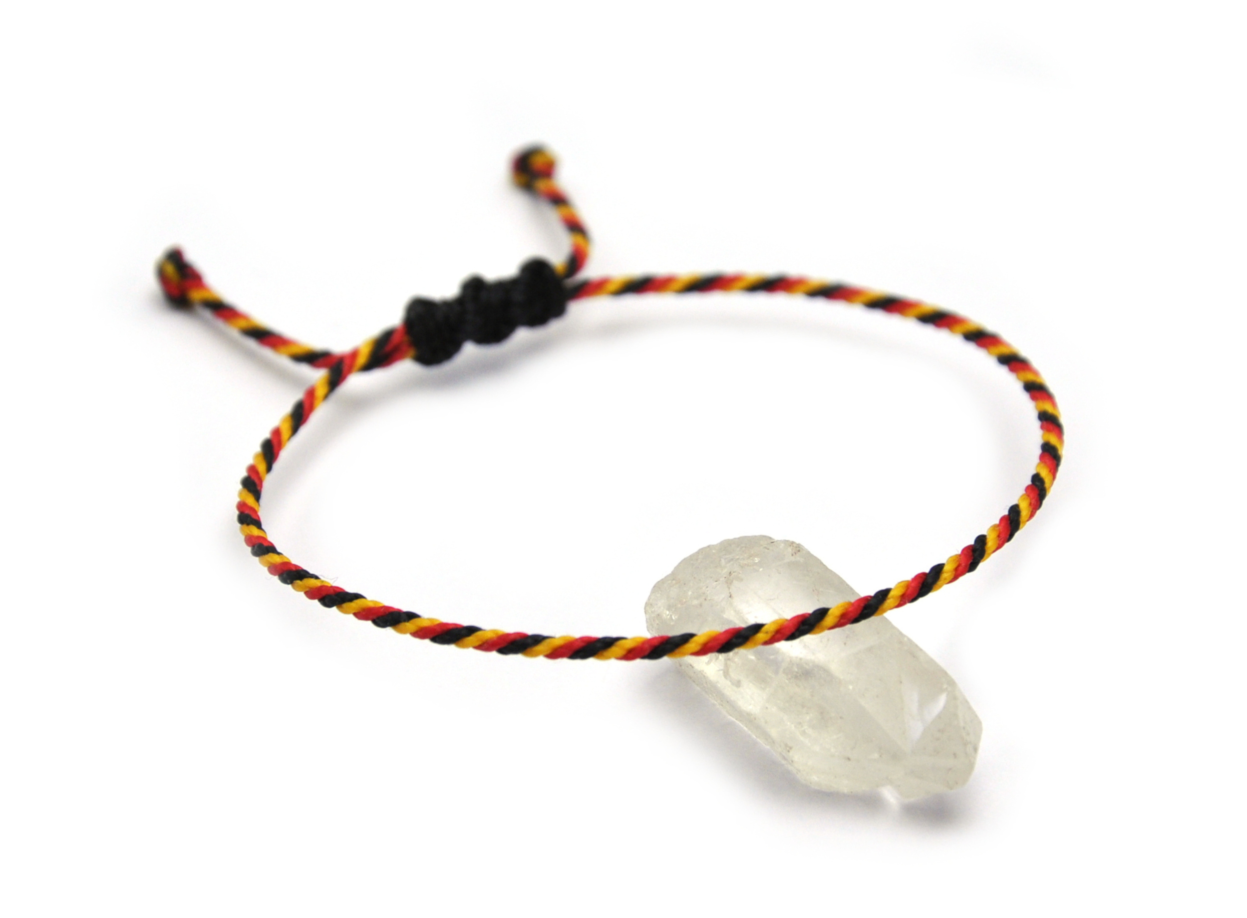  Bracelet Noir Jaune & Rouge Modèle Corde Tressé Main & Ajustable. Couleur Drapeau Allemagne Belgique.