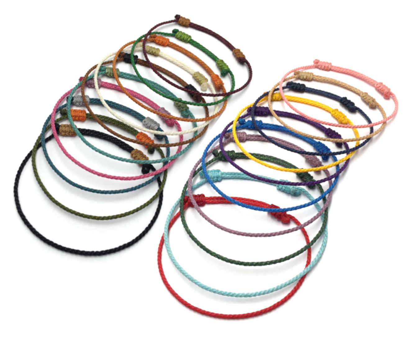 Bracelet Une Couleur Modèle Corde Avec 60 Nuances Au Choix Tissé Main & Deux Nœuds Personnalisables