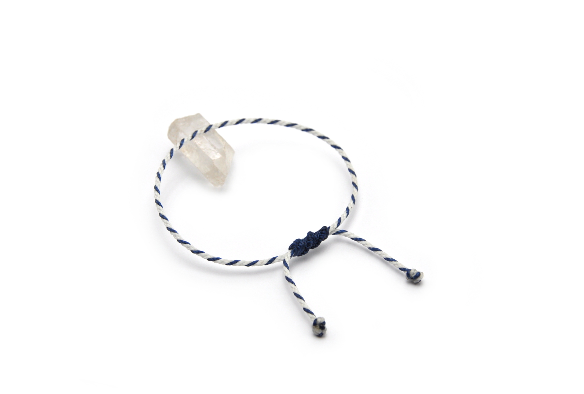  Bracelet Blanc & Bleu Marine Modèle Corde Tressé Main Avec Du Fil Ciré Résistant à l' Eau & Ajustable Avec Un Nœud Coulissant