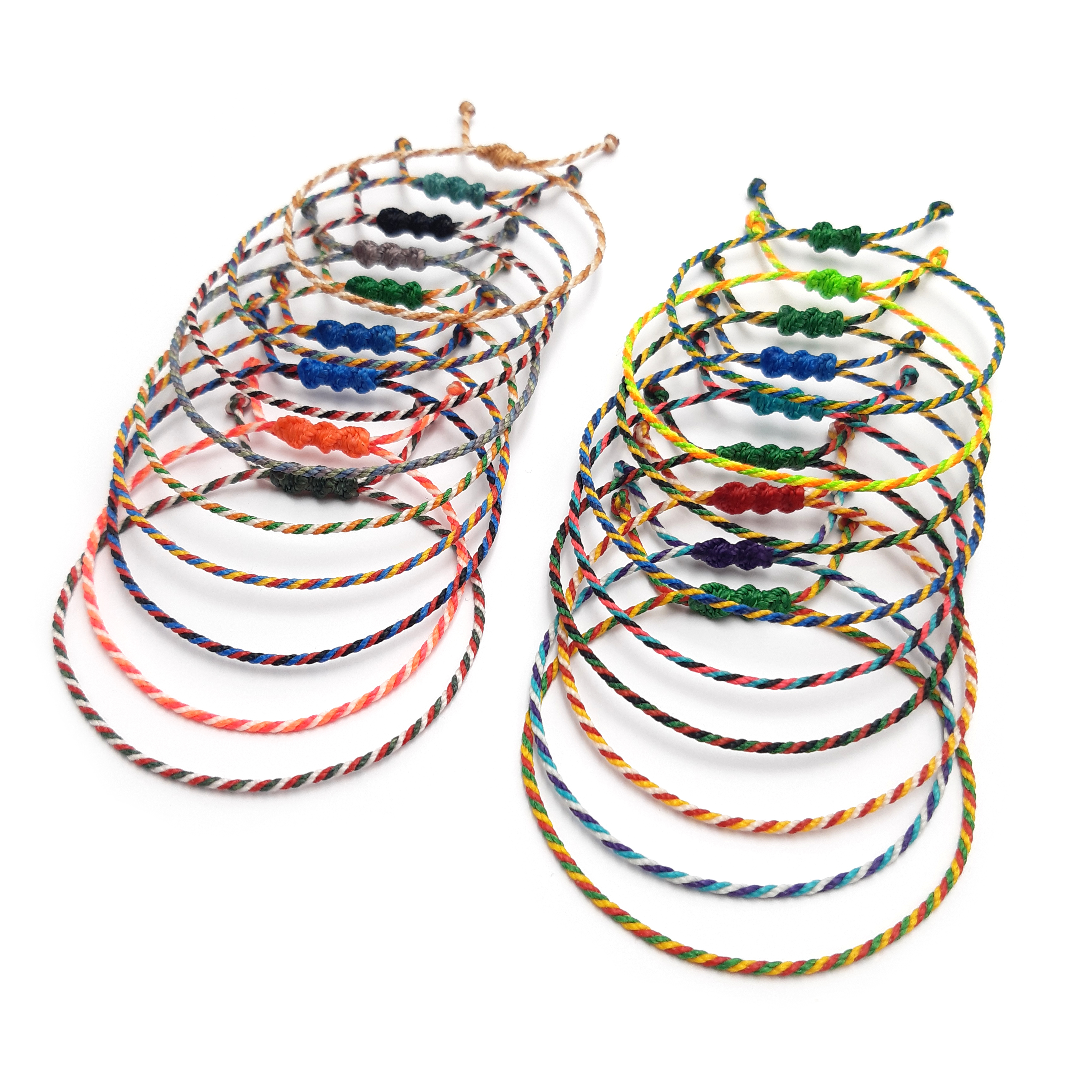  Bracelet Bleu Ciel Bleu Marine & Blanc Modèle Corde Tressé Main Avec Du Fil Ciré Résistant à l' Eau & Ajustable Avec Un Nœud Coulissant