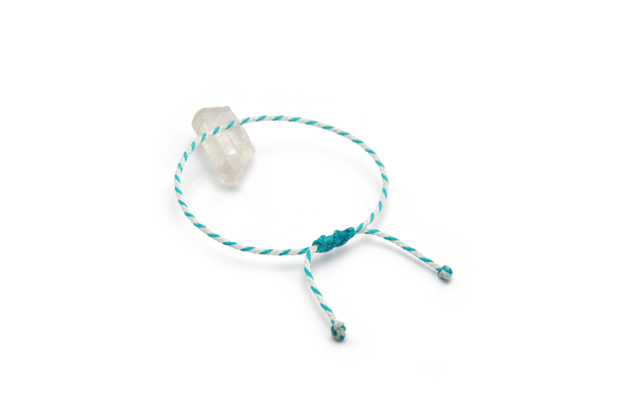  Bracelet Blanc & Bleu Turquoise Modèle Corde Tressé Main Avec Du Fil Ciré Résistant à l' Eau & Ajustable Avec Un Nœud Coulissant