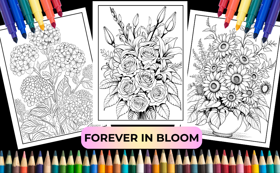 120 Flowers Coloring Book
