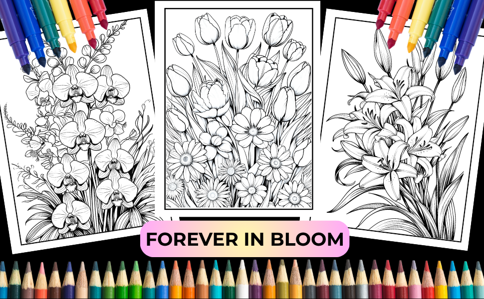 120 Flowers Coloring Book
