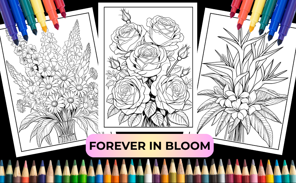 120 Flowers Coloring Book