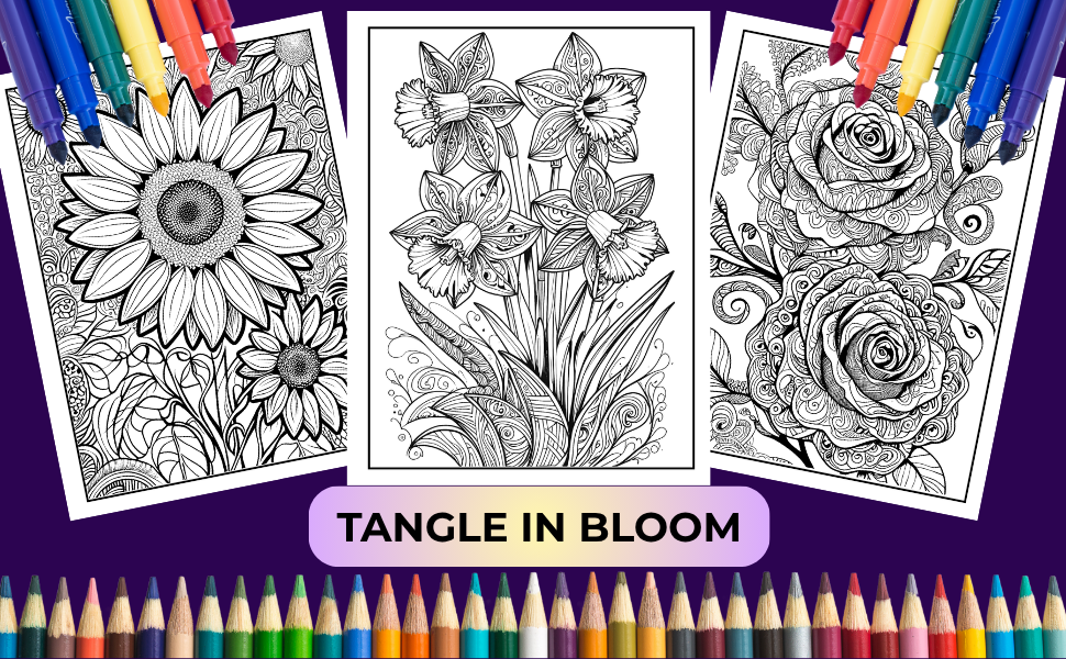120 Flowers Zentangle Coloring Book