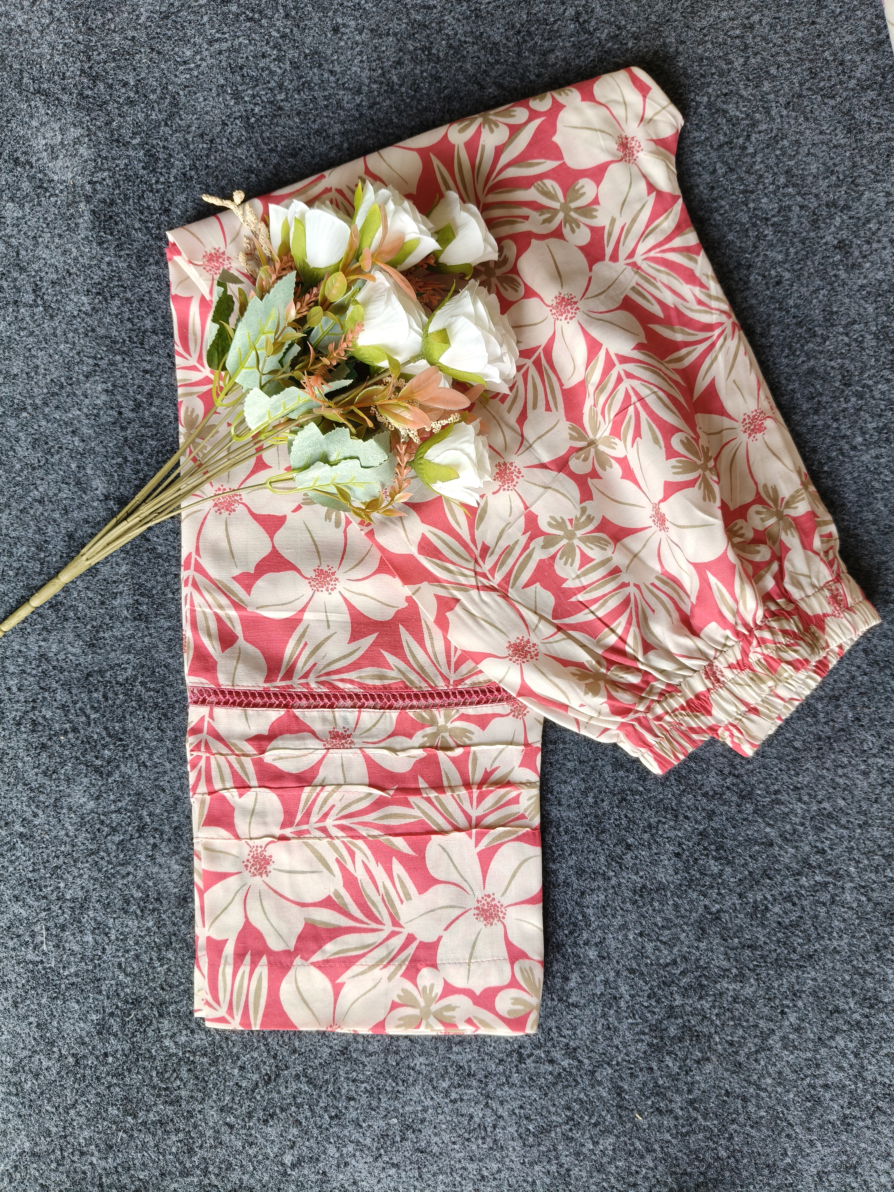 Rani Printed Fabric With Lily Print Work