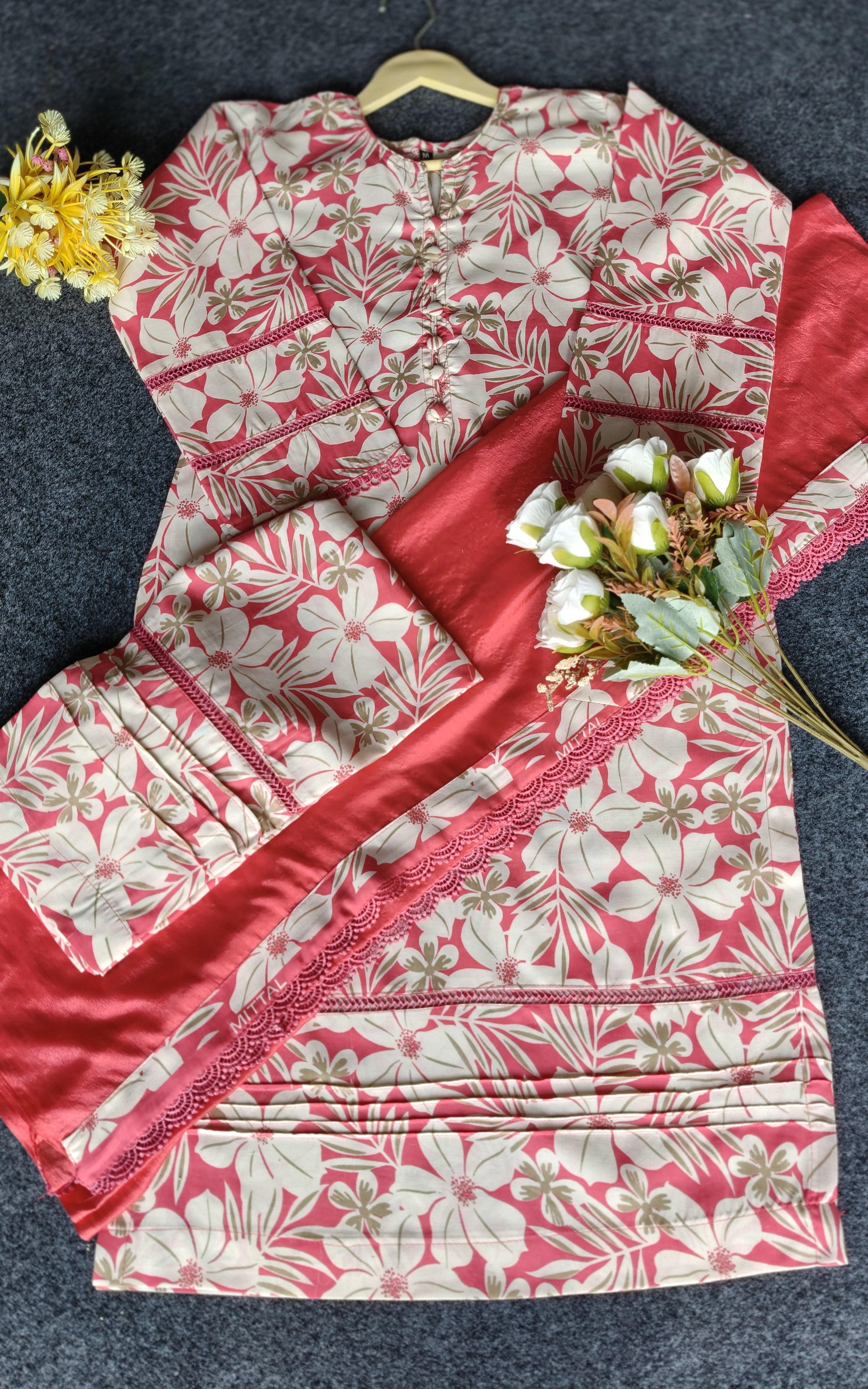Rani Printed Fabric With Lily Print Work