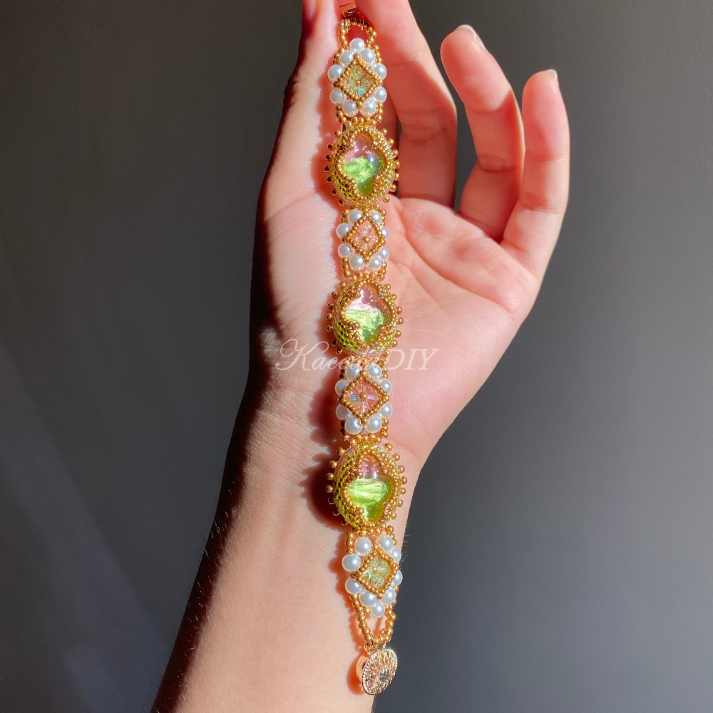 DIY Material Kits for Victorian Slide Bracelet - VS03 - Pink & Green