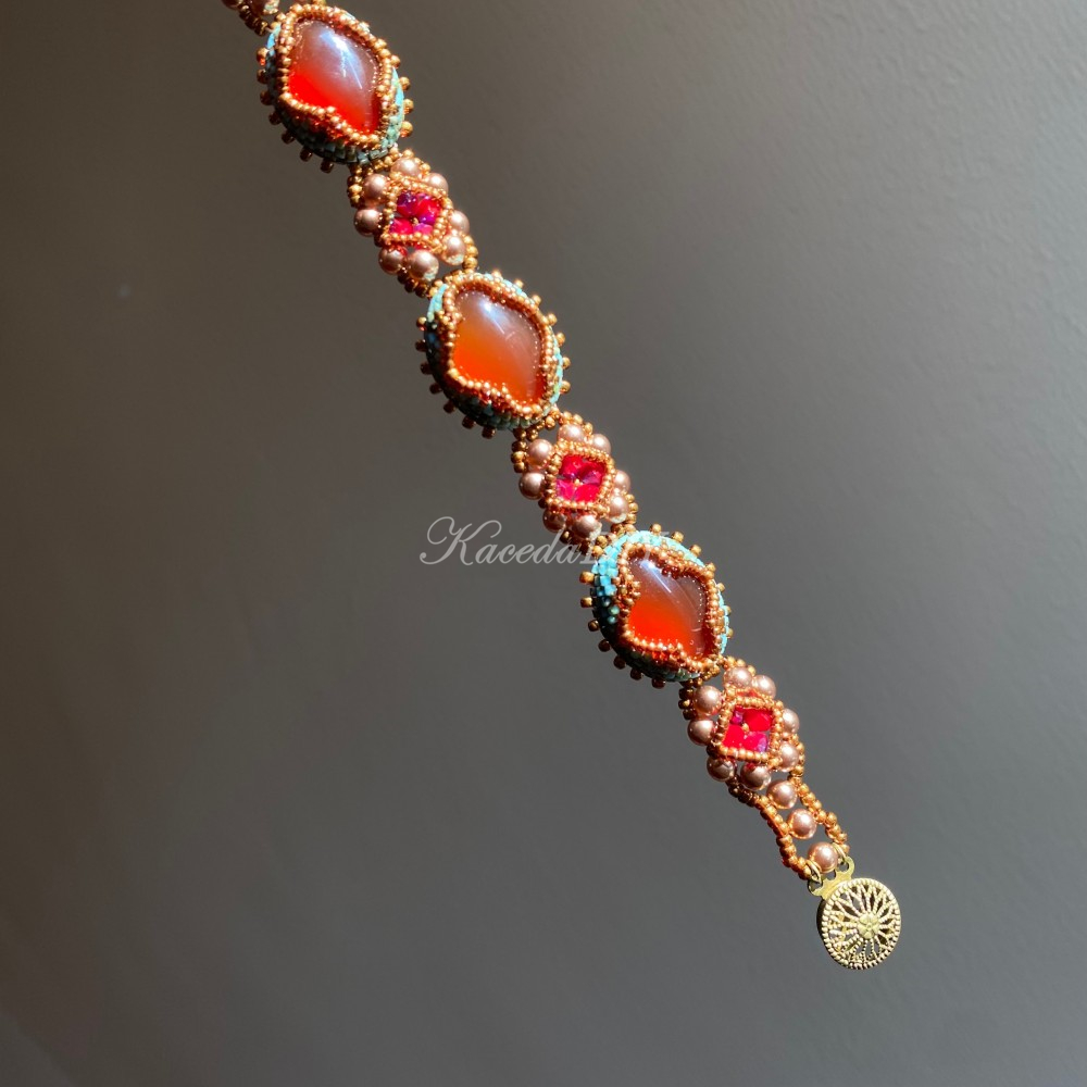 DIY Material Kits for Victorian Slide Bracelet - VS05 - Duanhuang Color Red Agate Stone