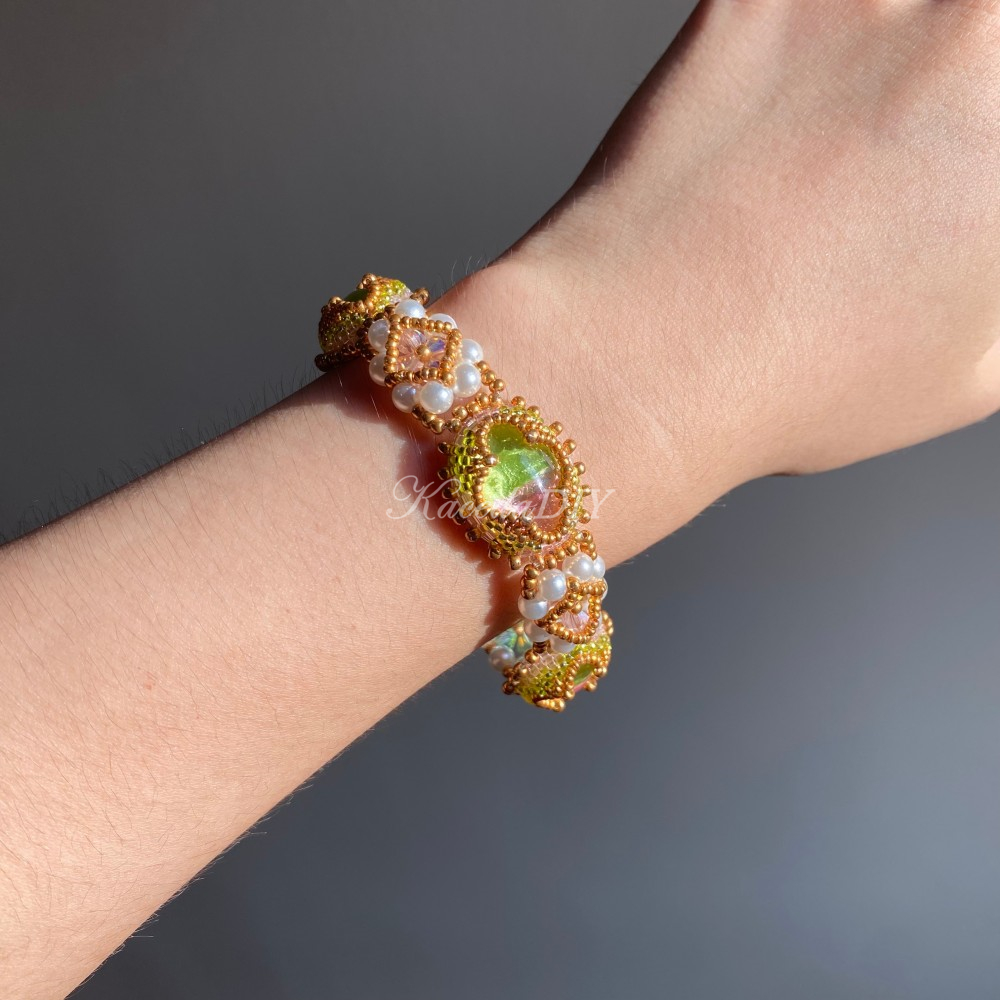 DIY Material Kits for Victorian Slide Bracelet - VS03 - Pink & Green