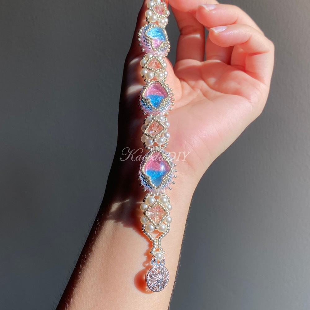 DIY Material Kits for Victorian Slide Bracelet - VS01 - Blue & Pink