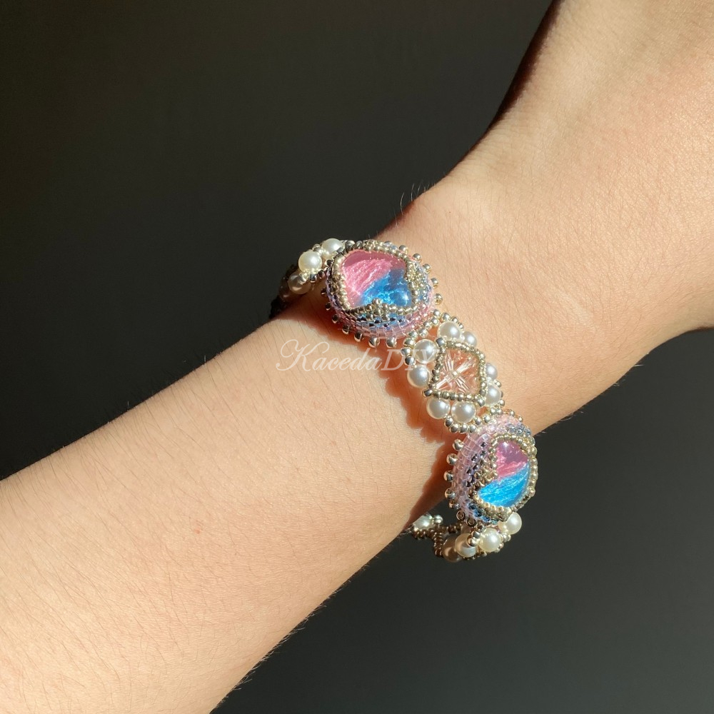 DIY Material Kits for Victorian Slide Bracelet - VS01 - Blue & Pink