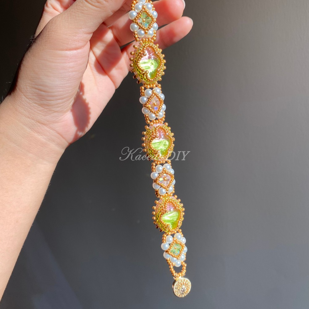 DIY Material Kits for Victorian Slide Bracelet - VS03 - Pink & Green