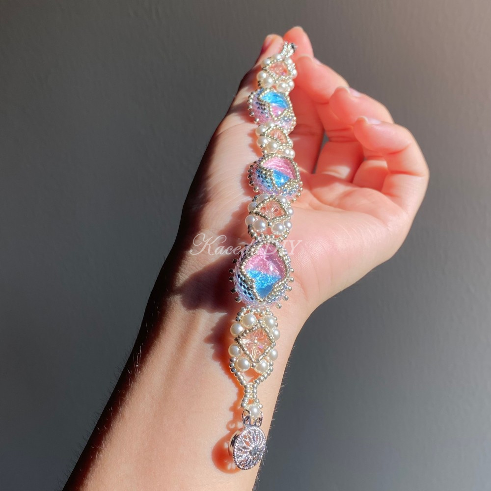 DIY Material Kits for Victorian Slide Bracelet - VS01 - Blue & Pink