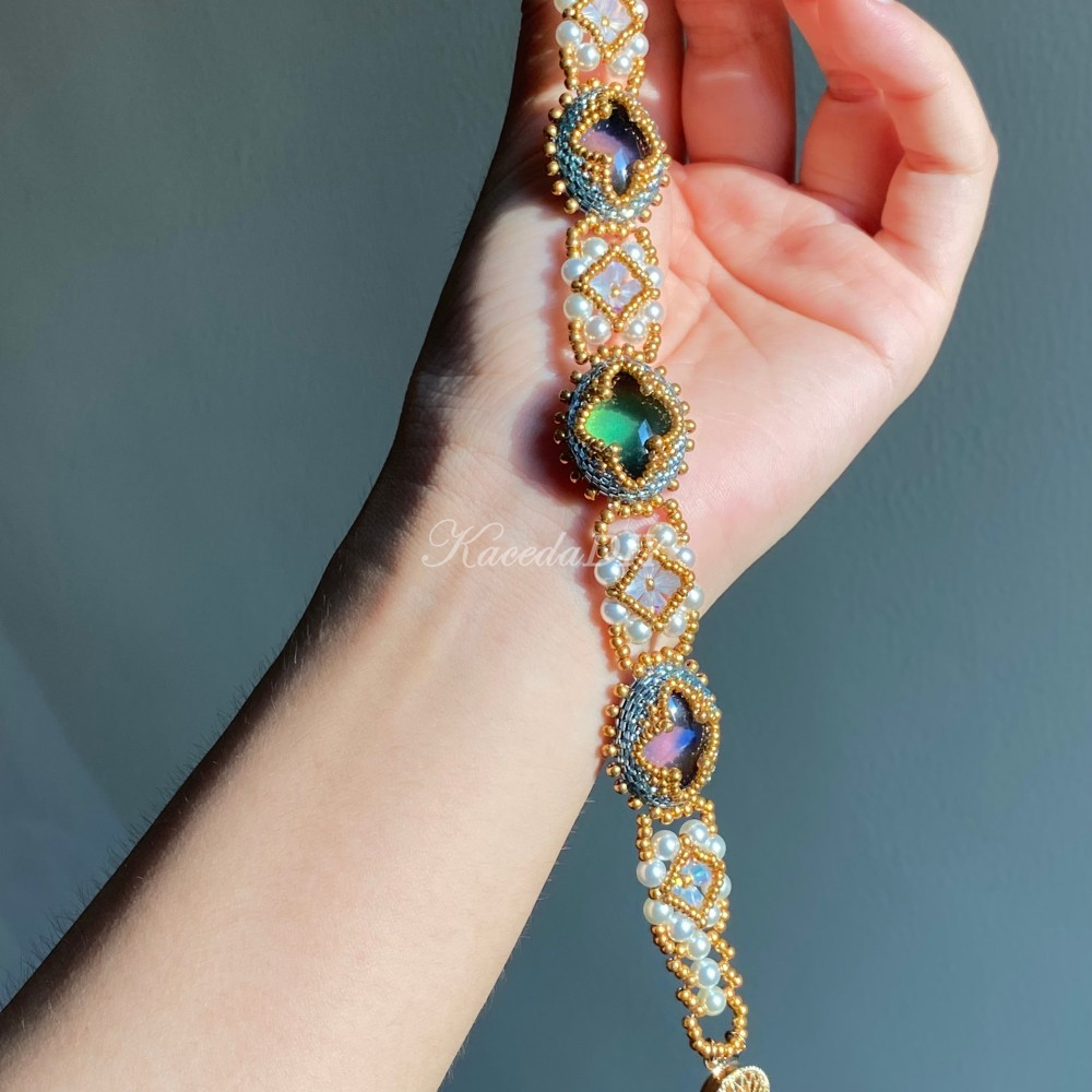 DIY Material Kits for Victorian Slide Bracelet - VS04 - Light Blue Mood Stone