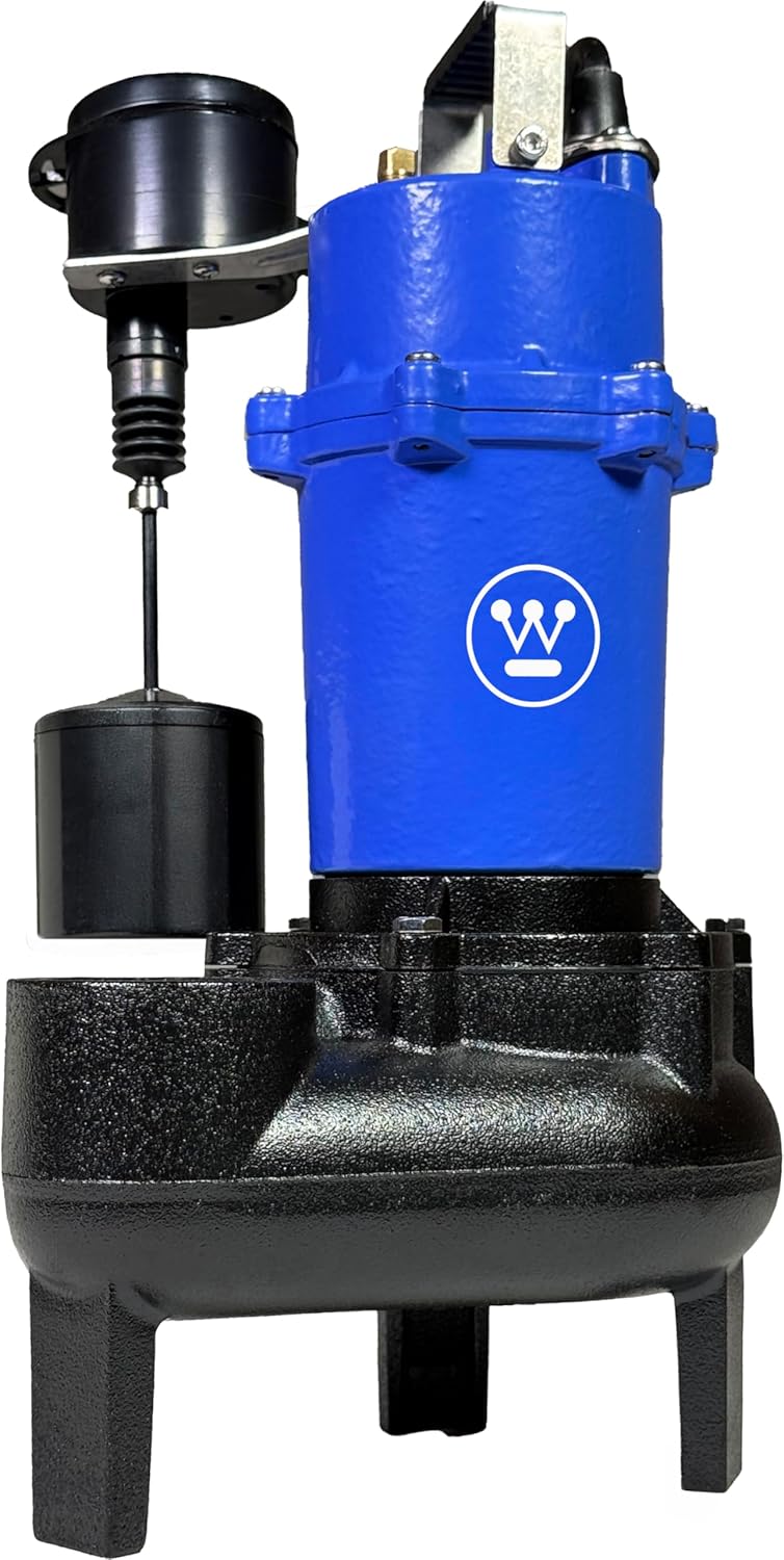 Westinghouse 1/2 HP Submersible Sewage Sump Pump with Vertical Float Switch, Cast Iron, 6500 GPH