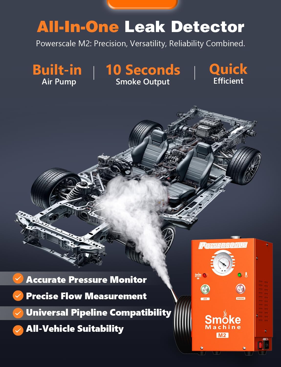 M2 Smoke Machine Automotive Leak Detector Built-in Air Pump, evap Smoke Machine