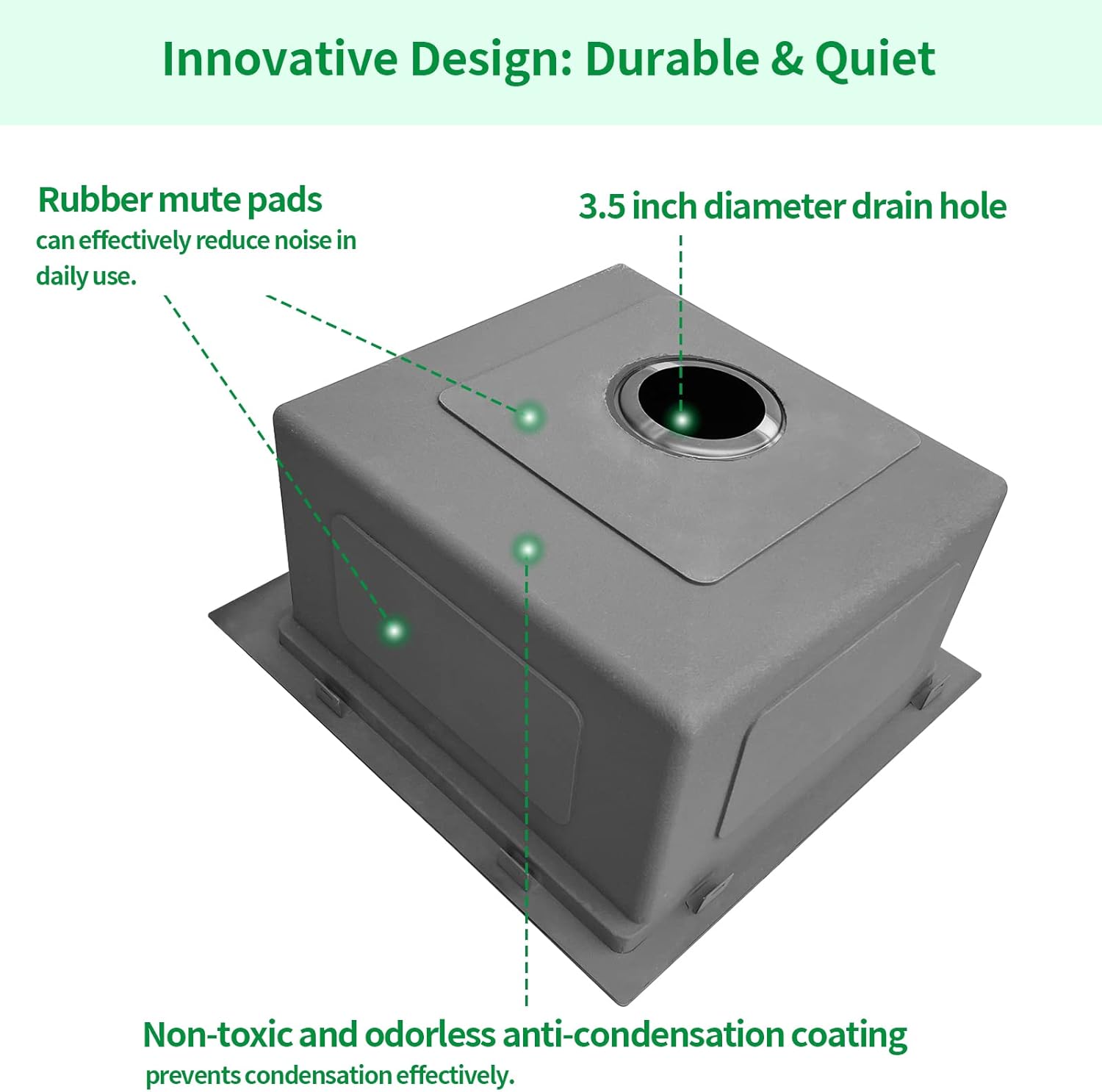 EcoChannels Small Bar Prep Sink or Kitchen Sink Workstation with Cutting Board 15 x 15 x 10-inch 16 Gauge (Stainless Steel)