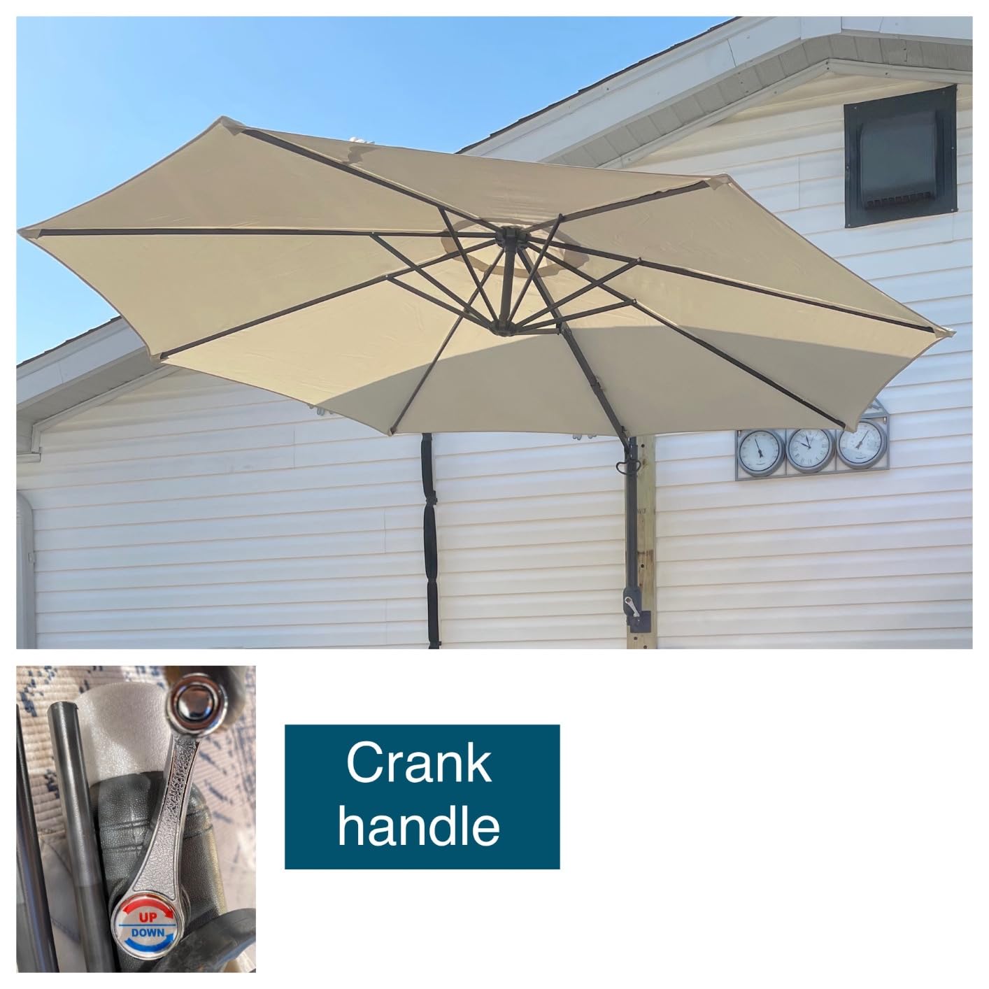 ABCCANOPY Patio Umbrella 10FT - Wall Mount Outdoor Hanging Sunshade Beige