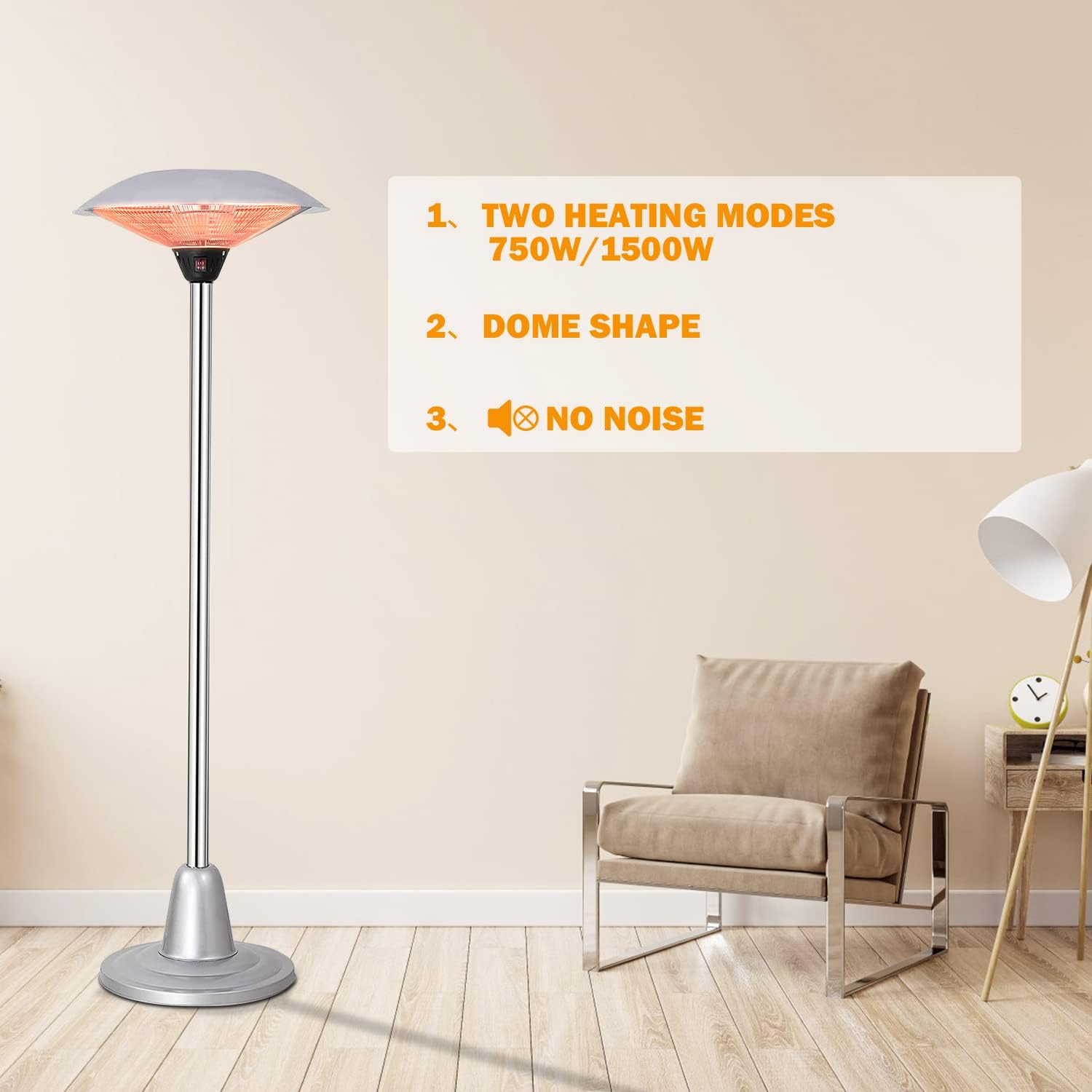 COWSAR Electric Patio Heater Infrared Heater, Outdoor Standing Infrared Heater with Line Switch Control