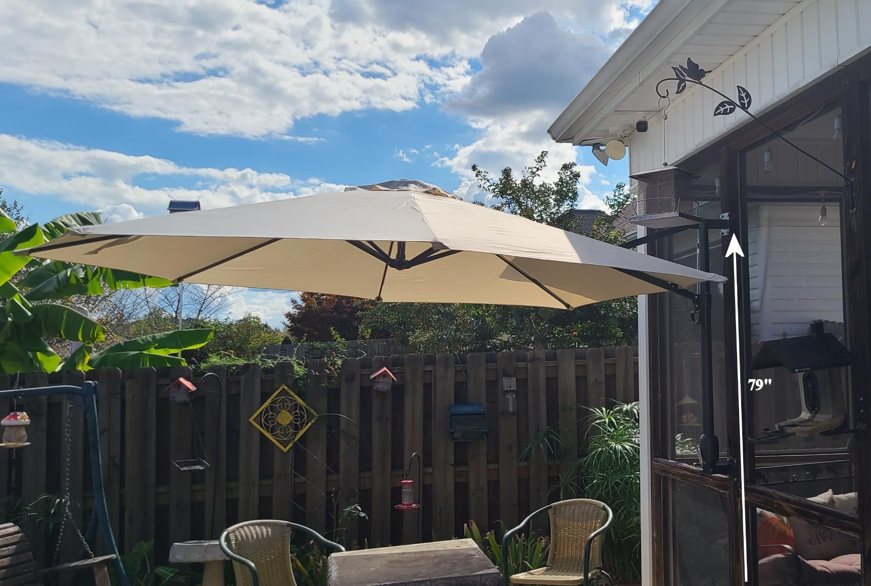 ABCCANOPY Patio Umbrella 10FT - Wall Mount Outdoor Hanging Sunshade Beige