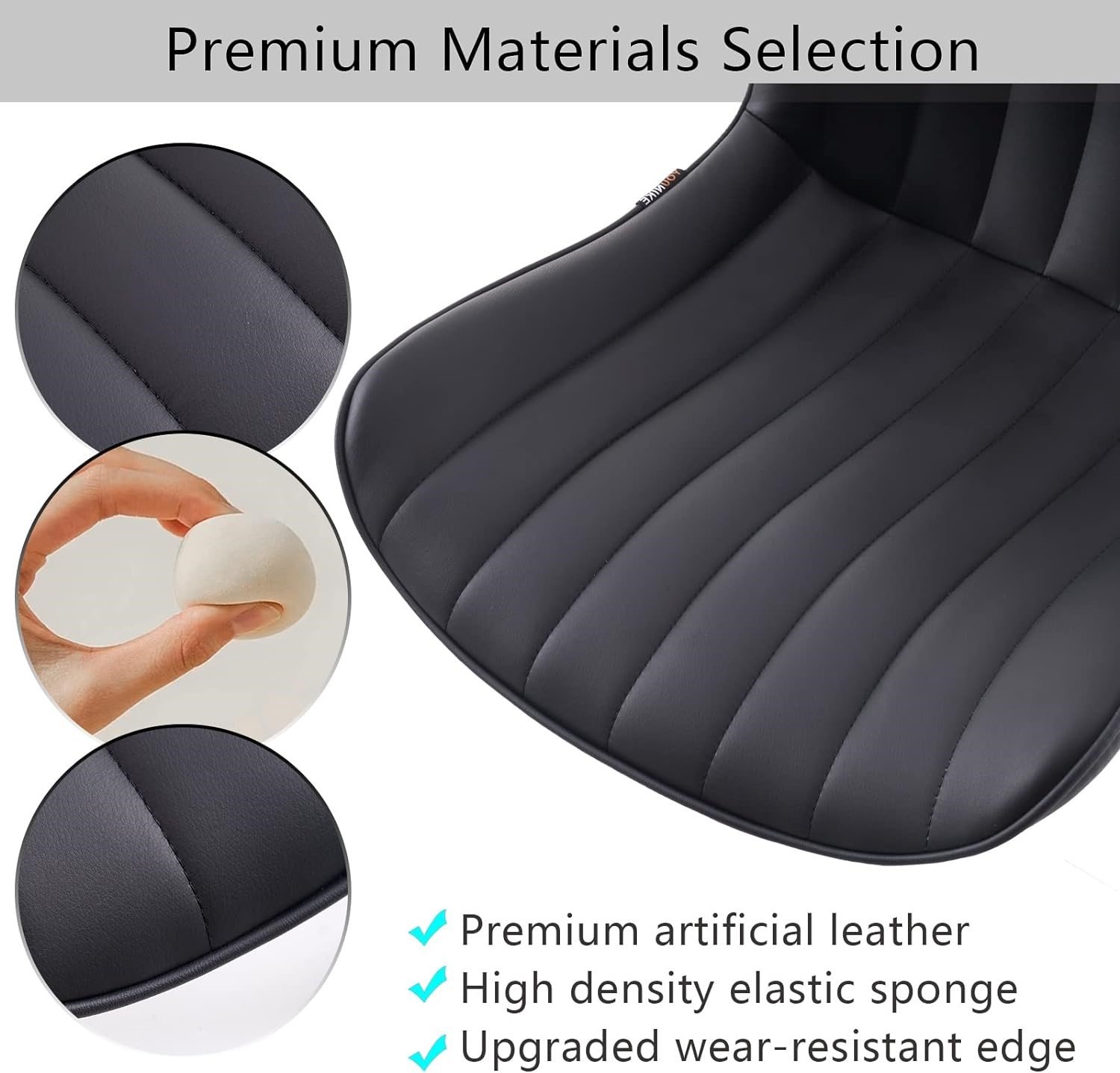 YOUNIKE Black Home Office Desk Chair Armless Leather Upholstered Swivel