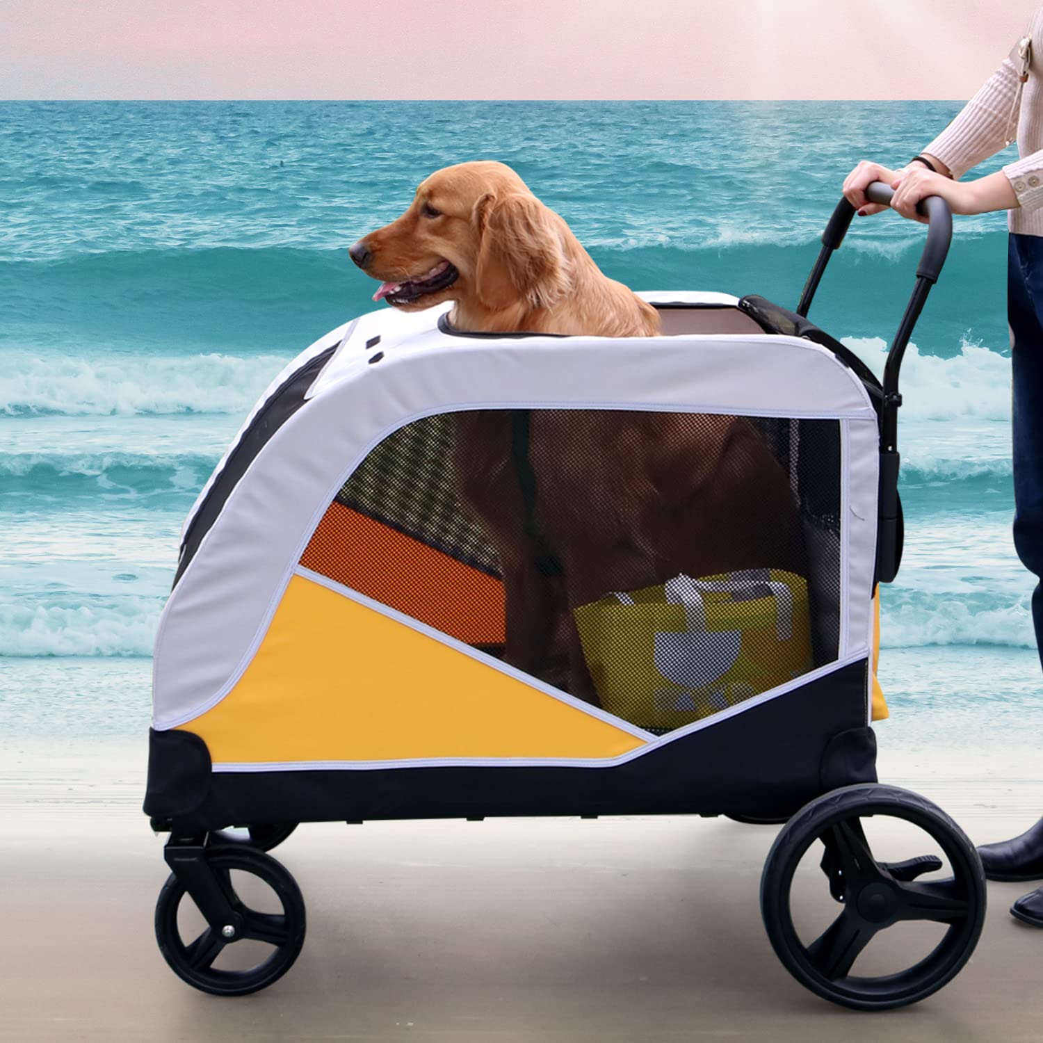 Evniyn Large Dog Stroller for Medium Dogs, Dog Wagon for Large Dogs and Small Dogs