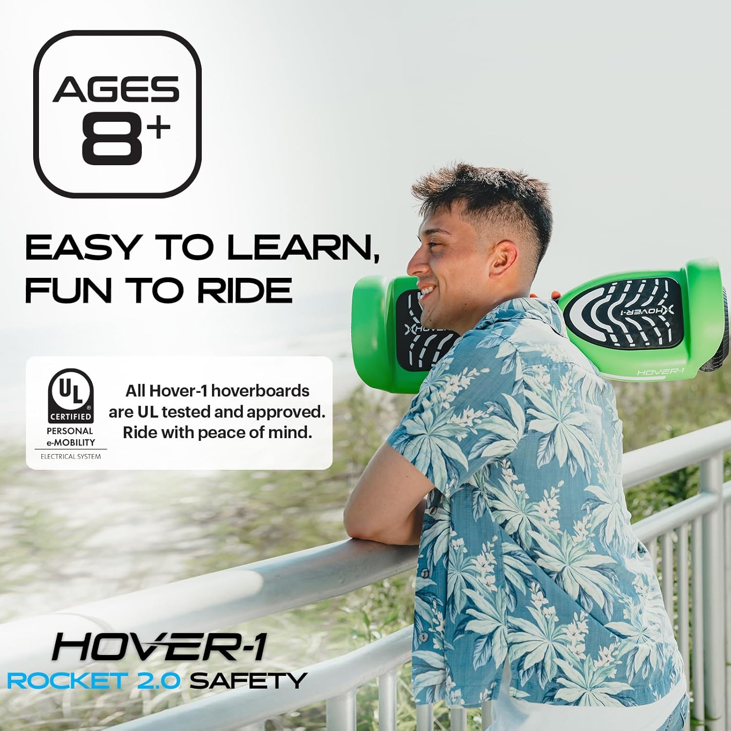 Hover-1 Rocket Electric Self Balancing Scooter with 6.5” LED Light-Up Wheels, Dual 160W Motors
