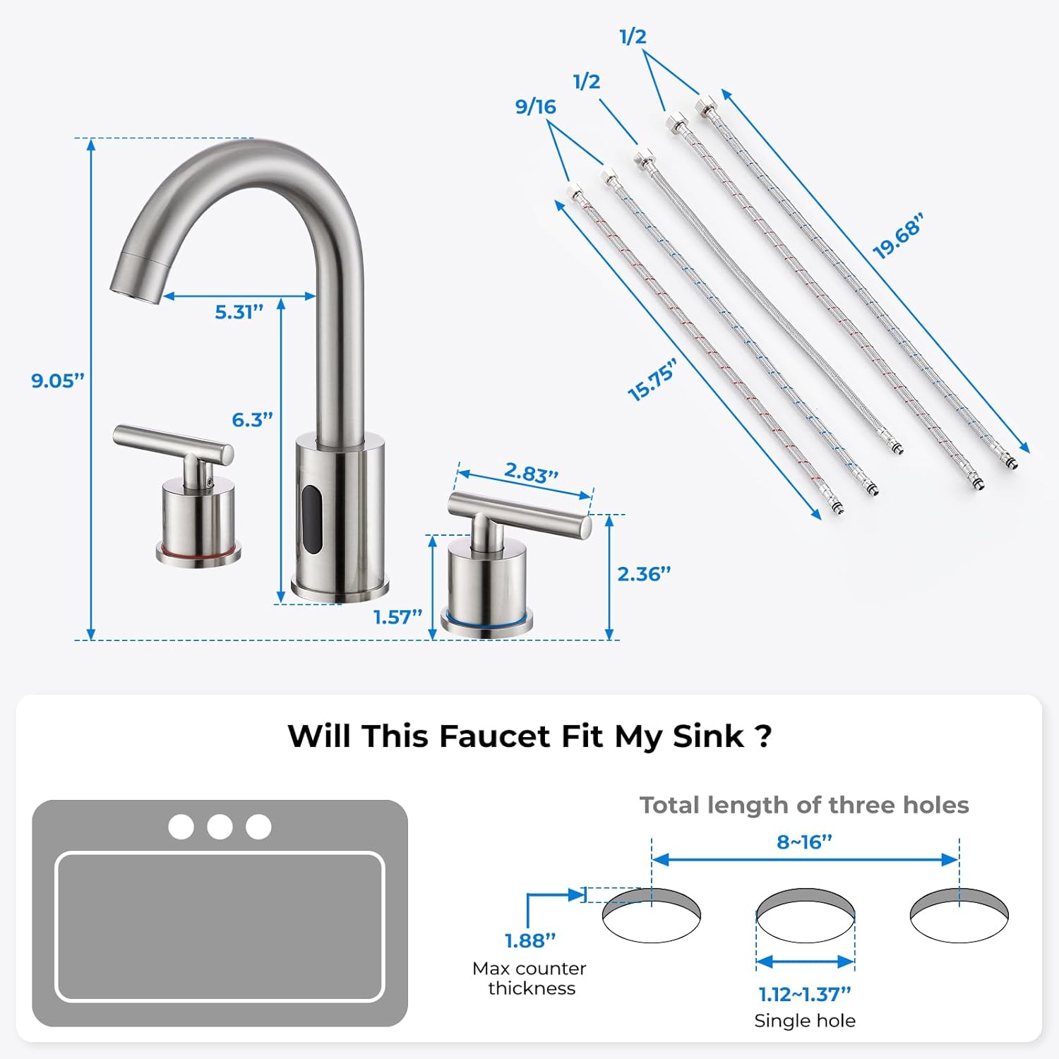 Charmingwater Touchless Bathroom Faucet
