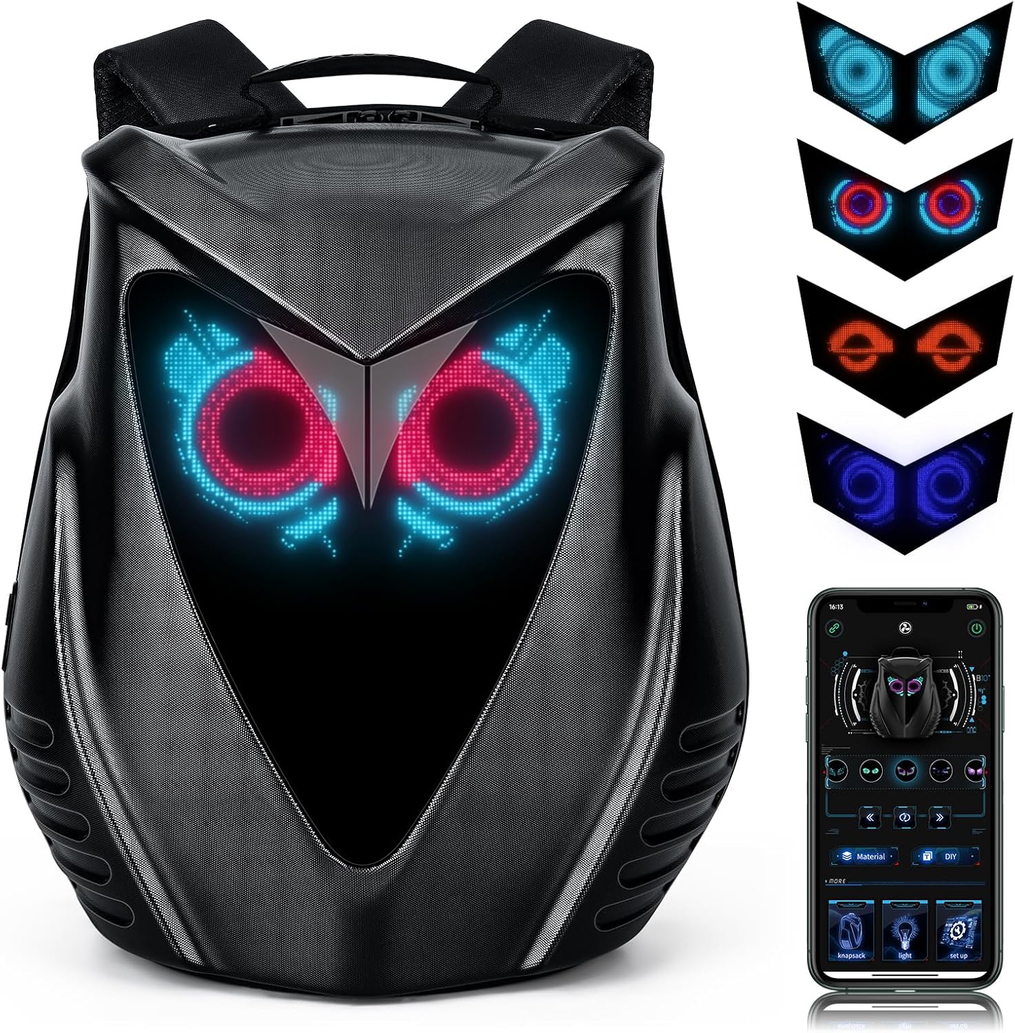 Sosirolo LED Backpack with Programmable Screen – Owl Eyes Edition