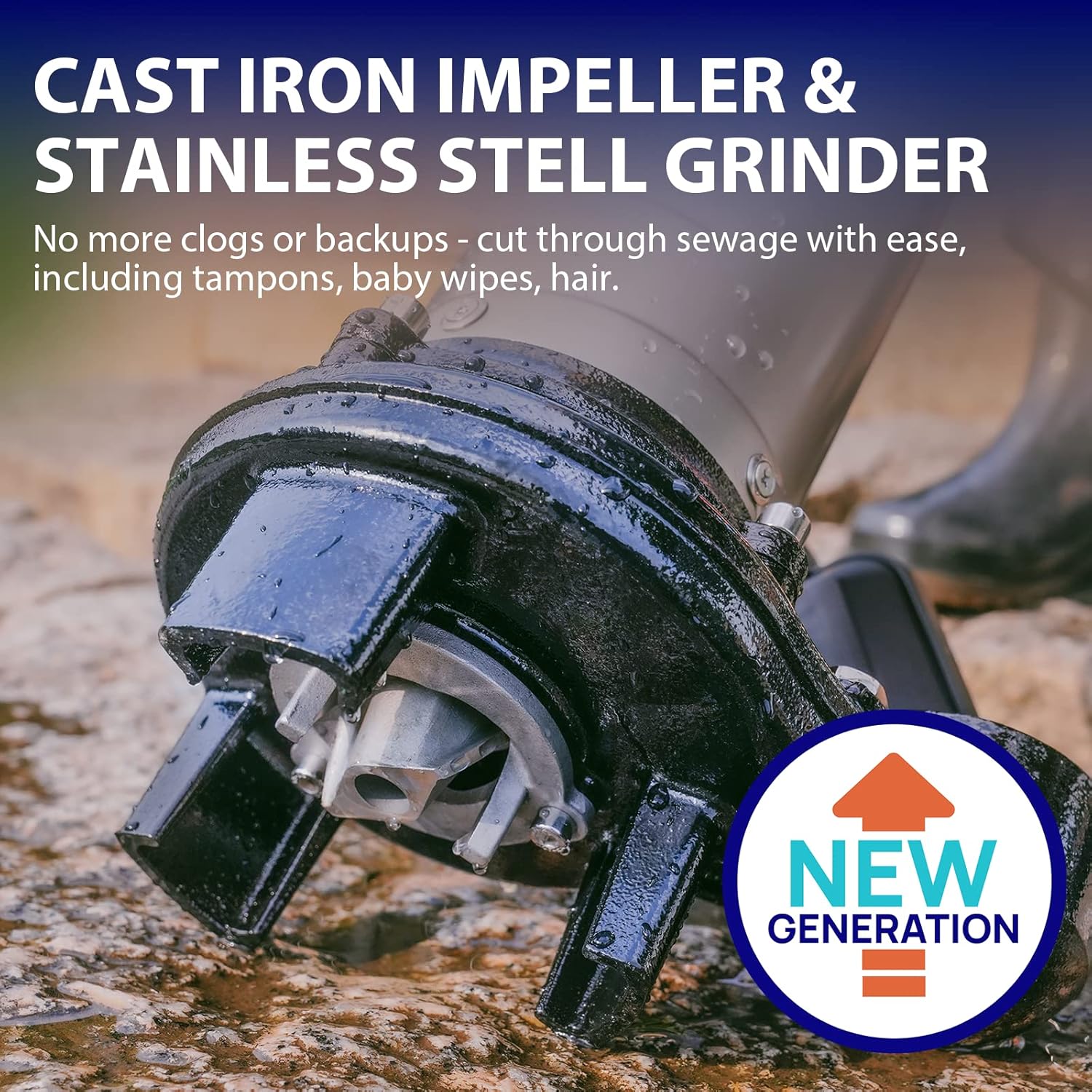 Aquastrong 1HP Sewage Grinder Pump, Stainless Steel, 115V Automatic Float Switch