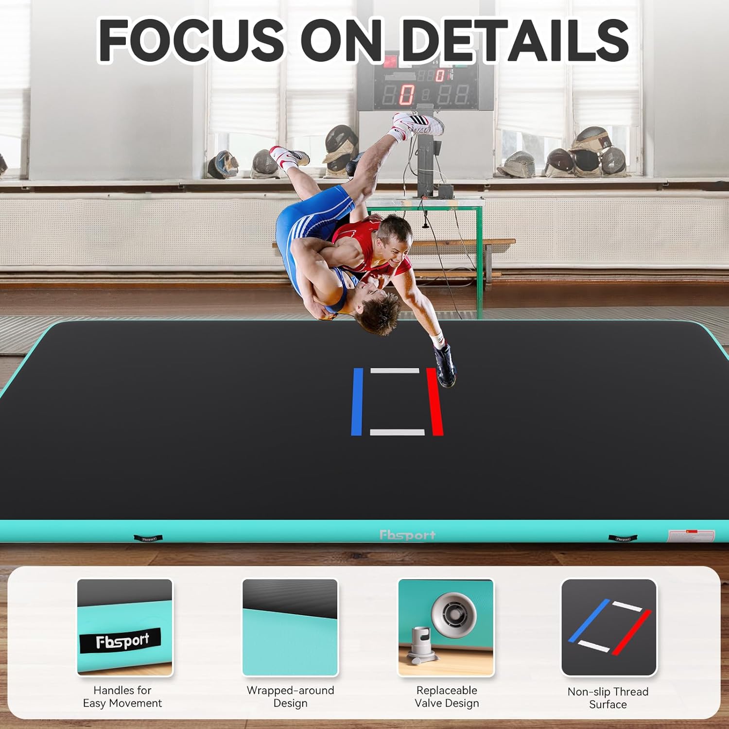 FBSPORT Inflatable Wrestling Mat 10ft X 5ft, Outdoor and Indoor PVC