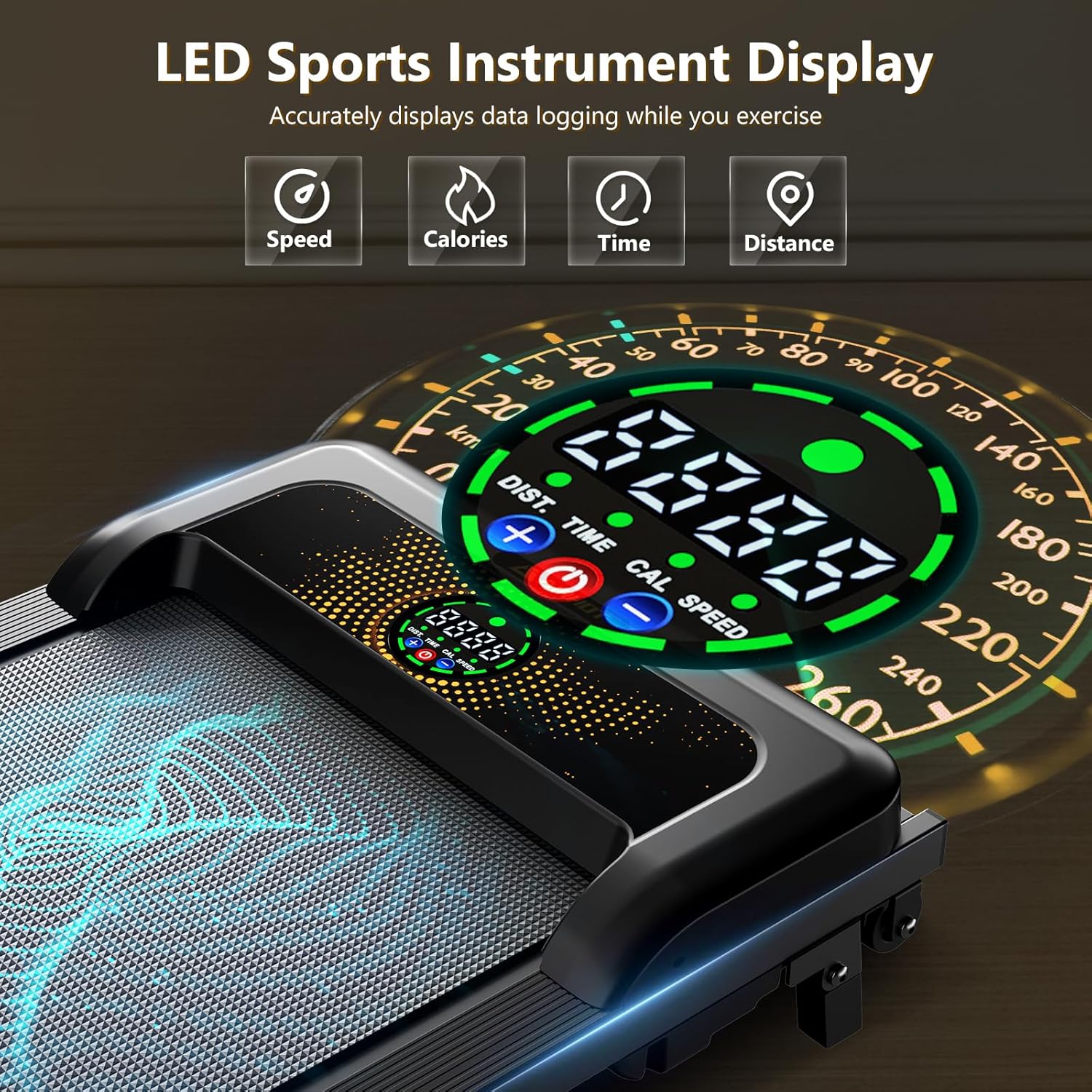 Airhot Under Desk Treadmill, Walking Pad W/ Incline 2.5HP Portable Treadmills 265LB Capacity