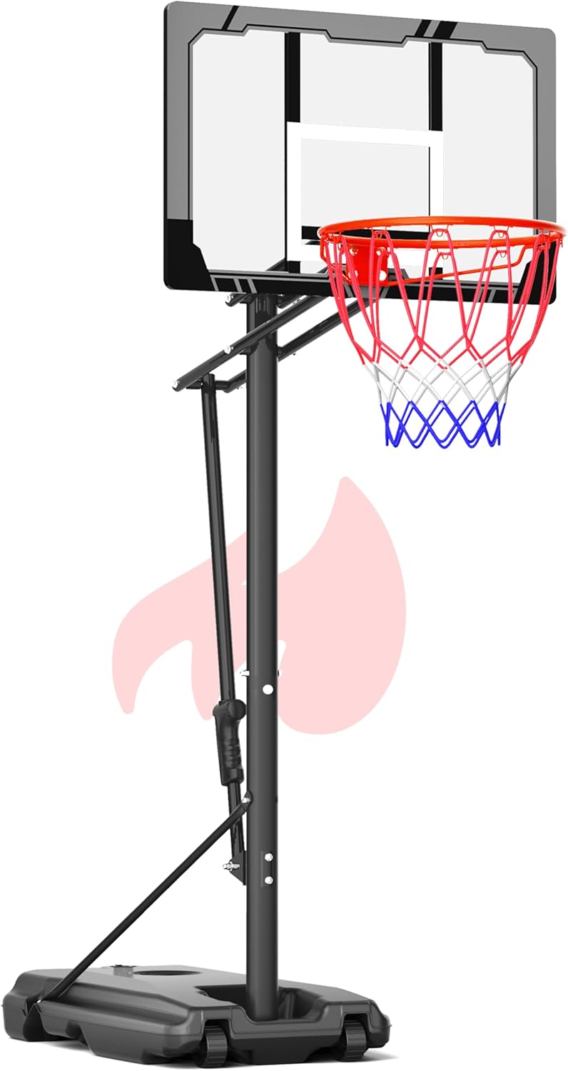 Mayfire Kids Basketball Hoop Adjustable 4.0-8.5ft with 33 Inch Shatterproof Backboard