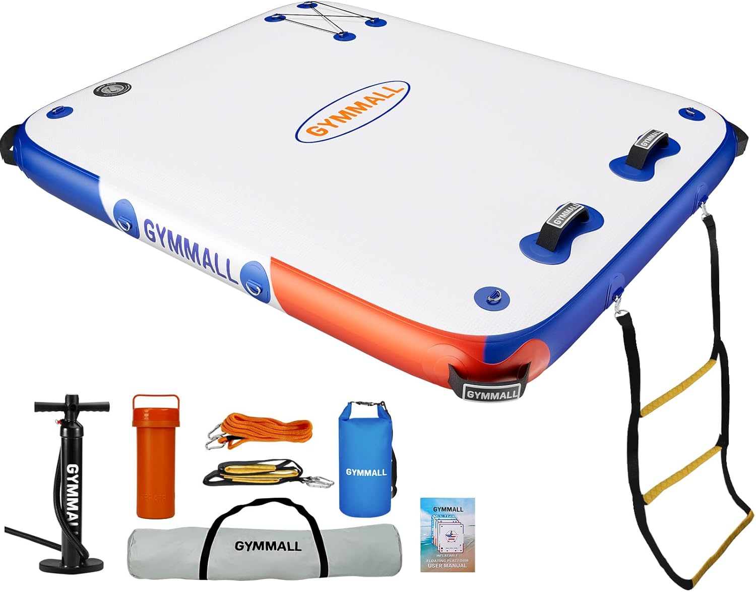 GYMMALL Inflatable Floating Dock Platform, 10FT Air Dock Platform Floating Island Raft with None-Slip Surface, 6in Thick