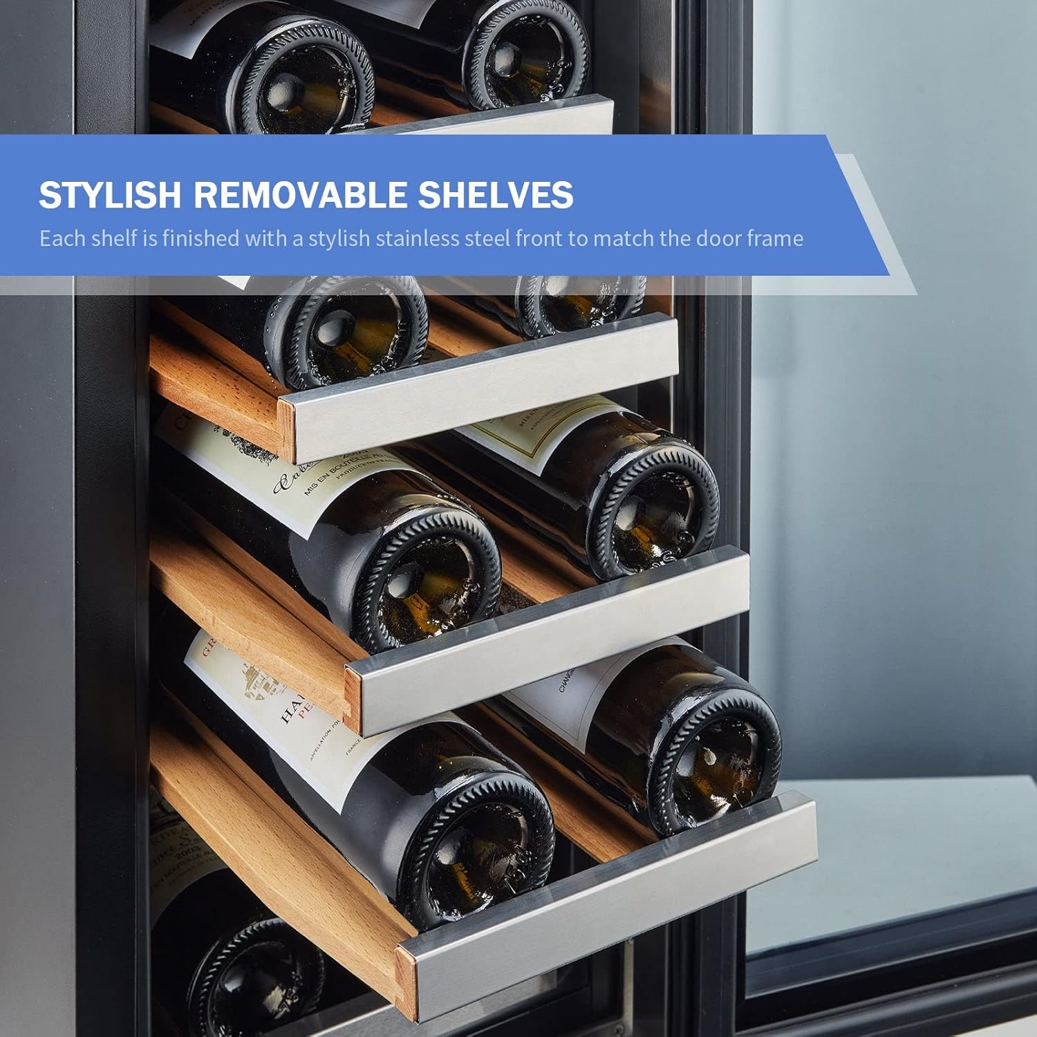 Plotanis 12 Inch Wine Fridge Under Counter 18 Bottles Wine Cooler Refrigerator